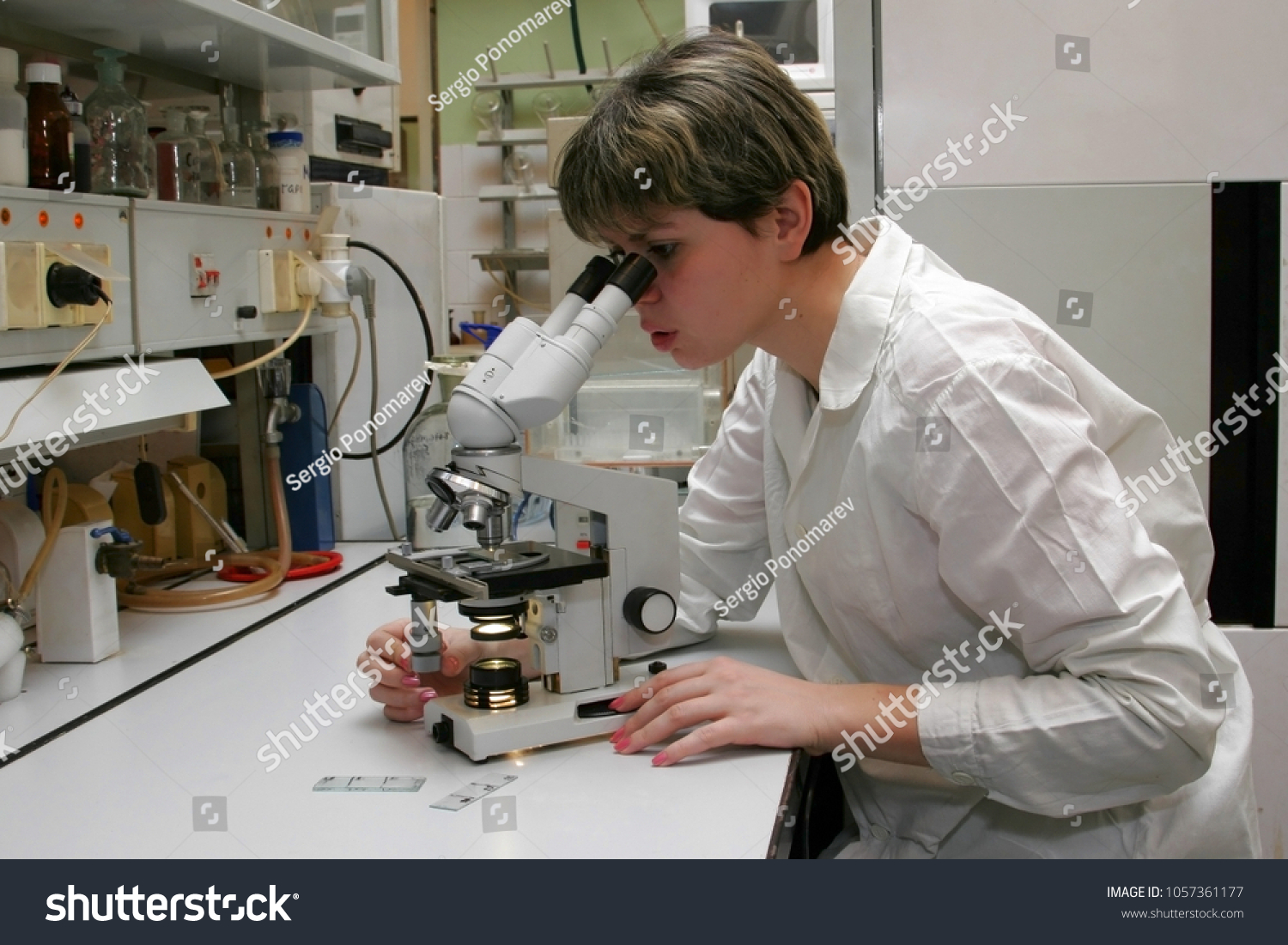 Working in the laboratory in moscow university #1057361177