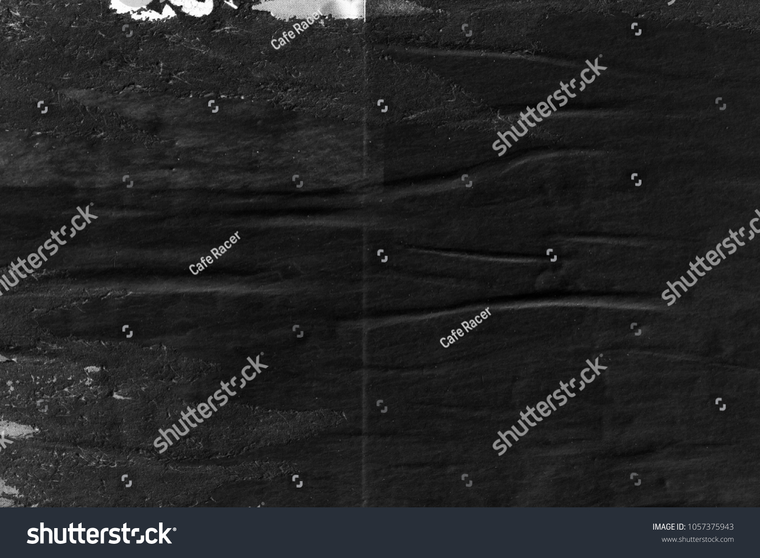 Dark black grey paper background creased crumpled surface old torn ripped posters placard grunge textures   #1057375943