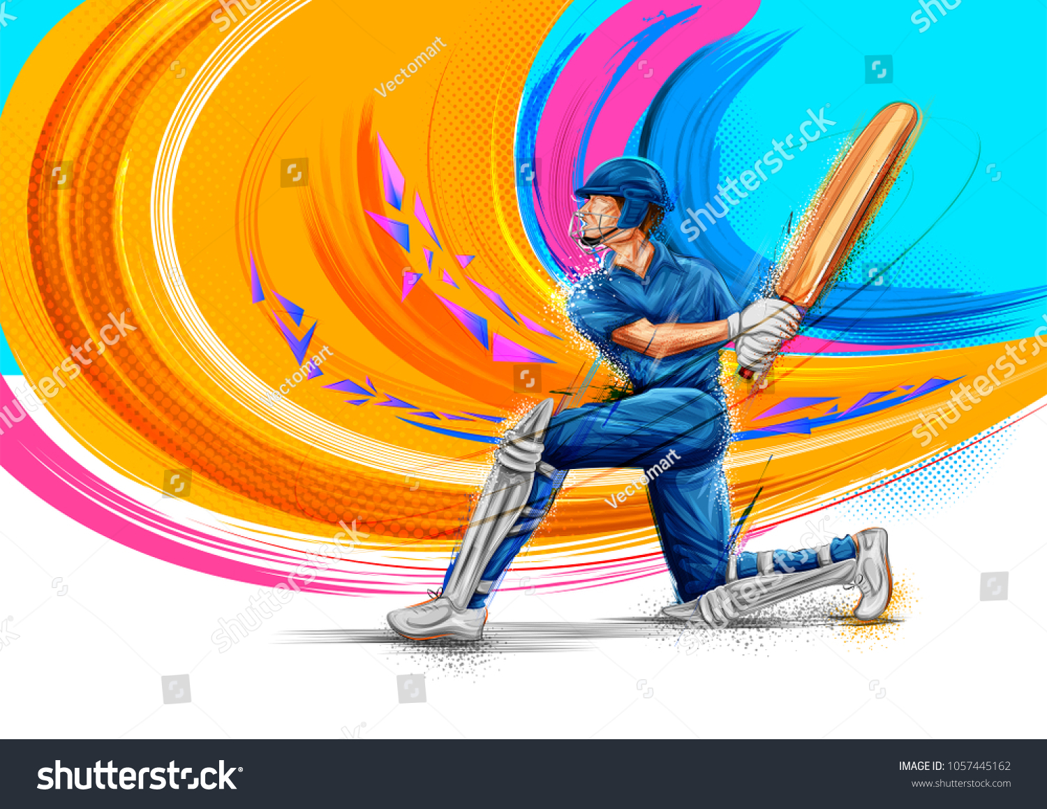 illustration of batsman playing cricket championship sports #1057445162