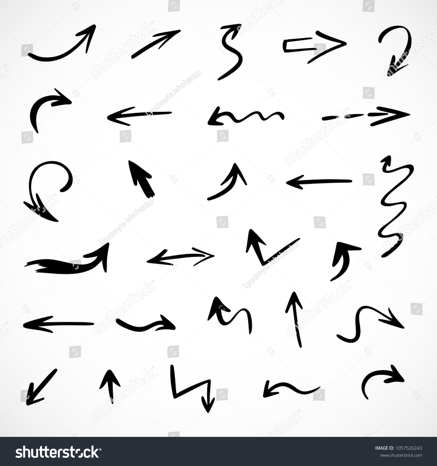 hand-drawn arrows, vector set #1057526243