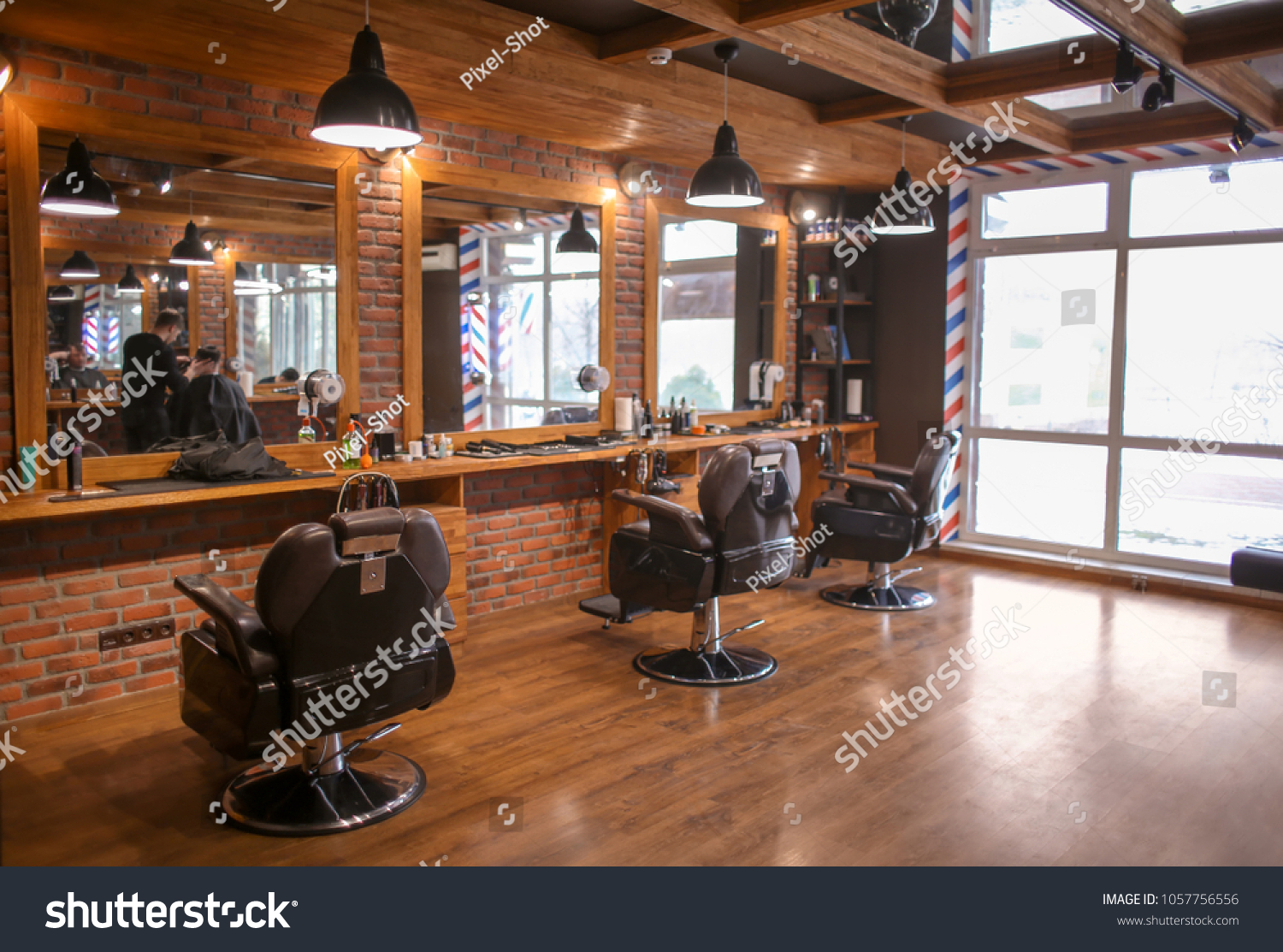 Stylish hairdressing salon interior #1057756556