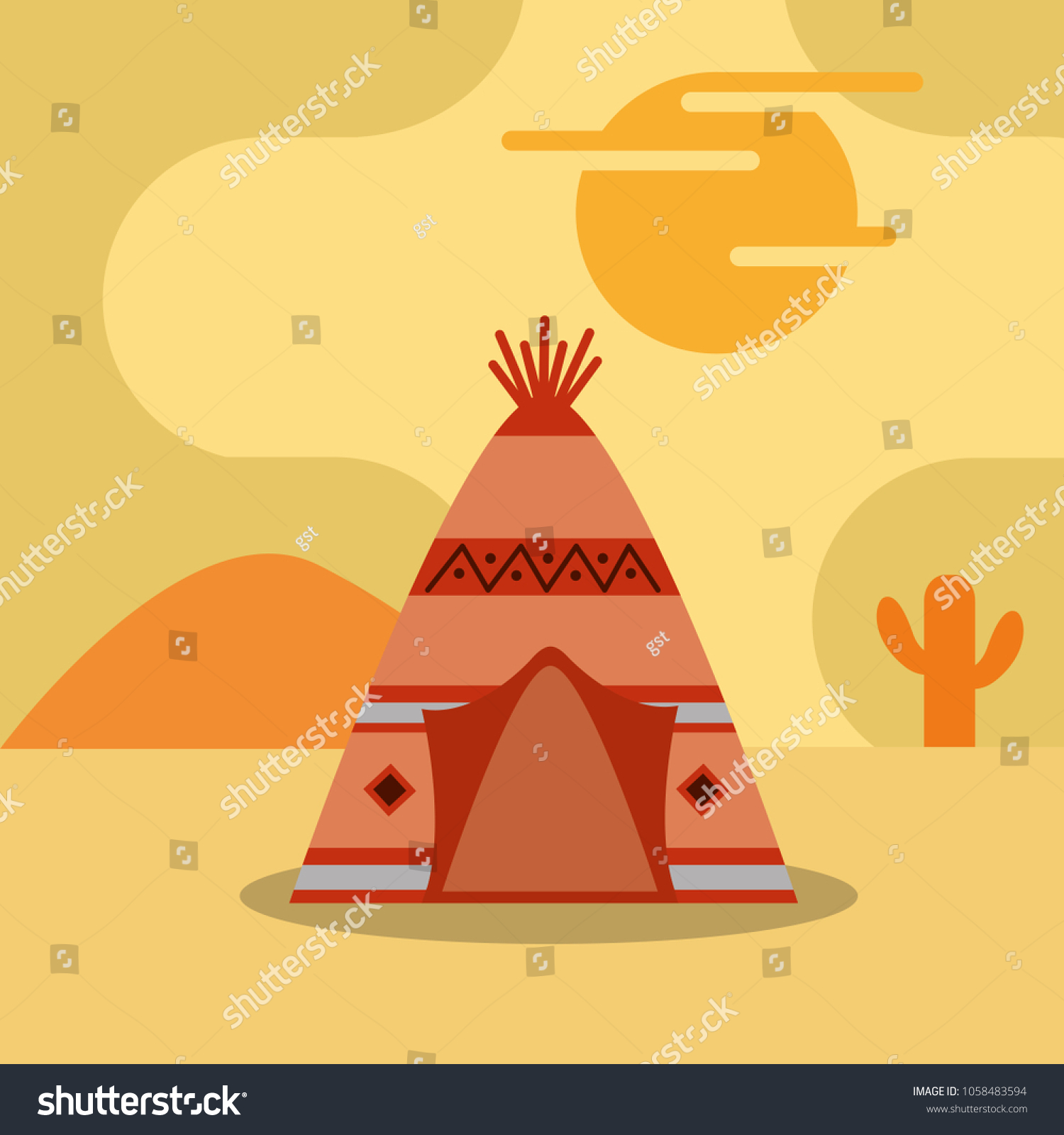 native american people cartoon - Royalty Free Stock Vector 1058483594 ...