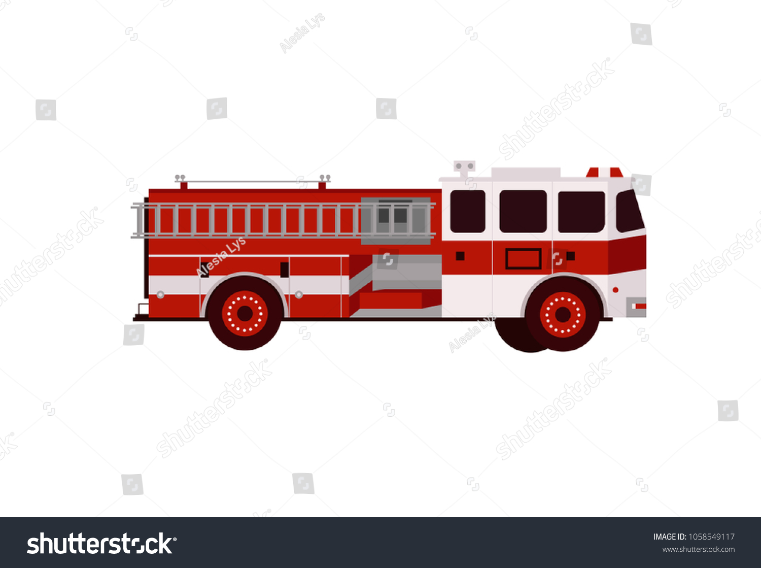 Vector fllat fire truck - Royalty Free Stock Vector 1058549117 - Avopix.com