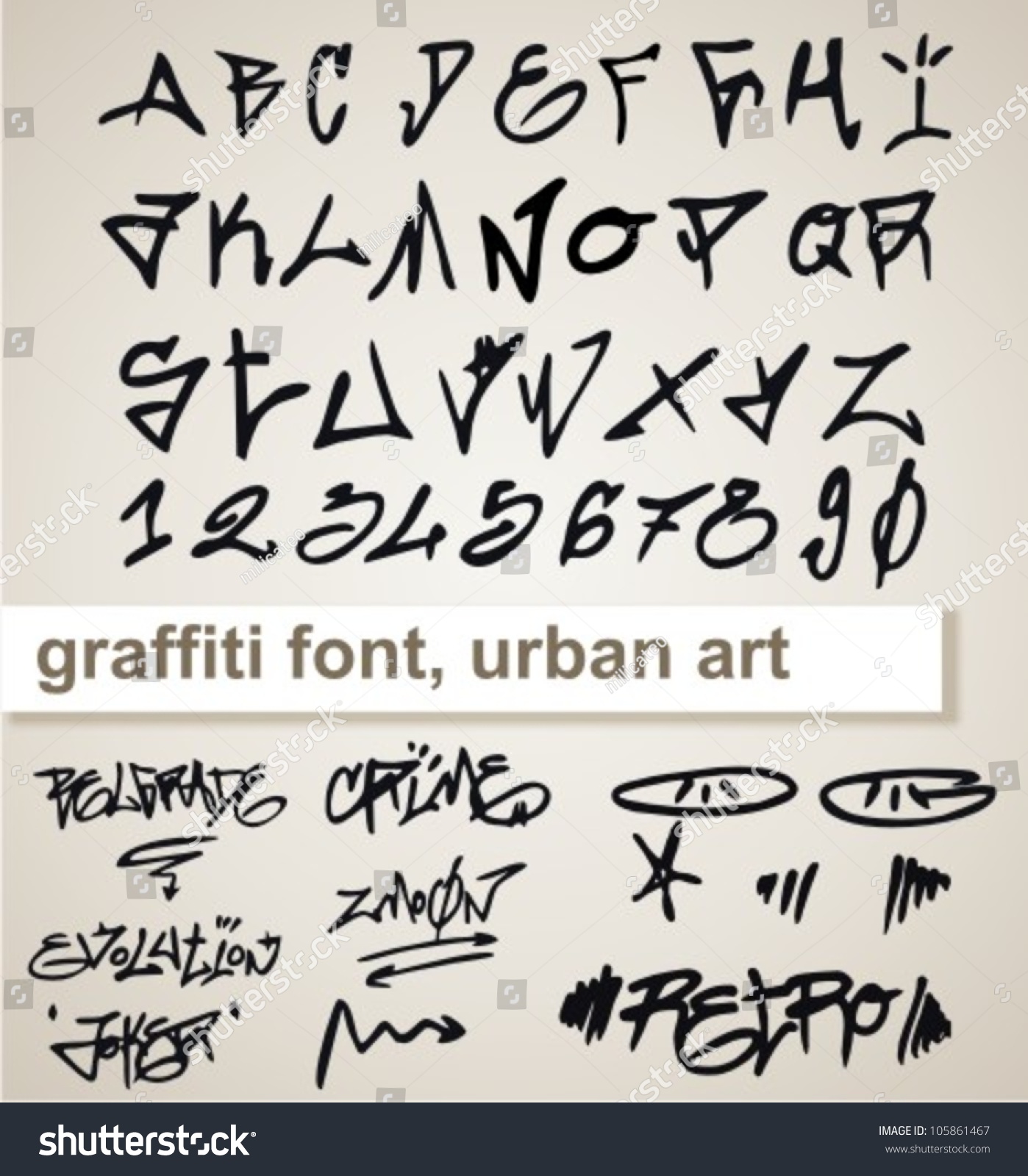 Graffiti Vector Alphabet Hip Hop Urban Stock Photo 105861467