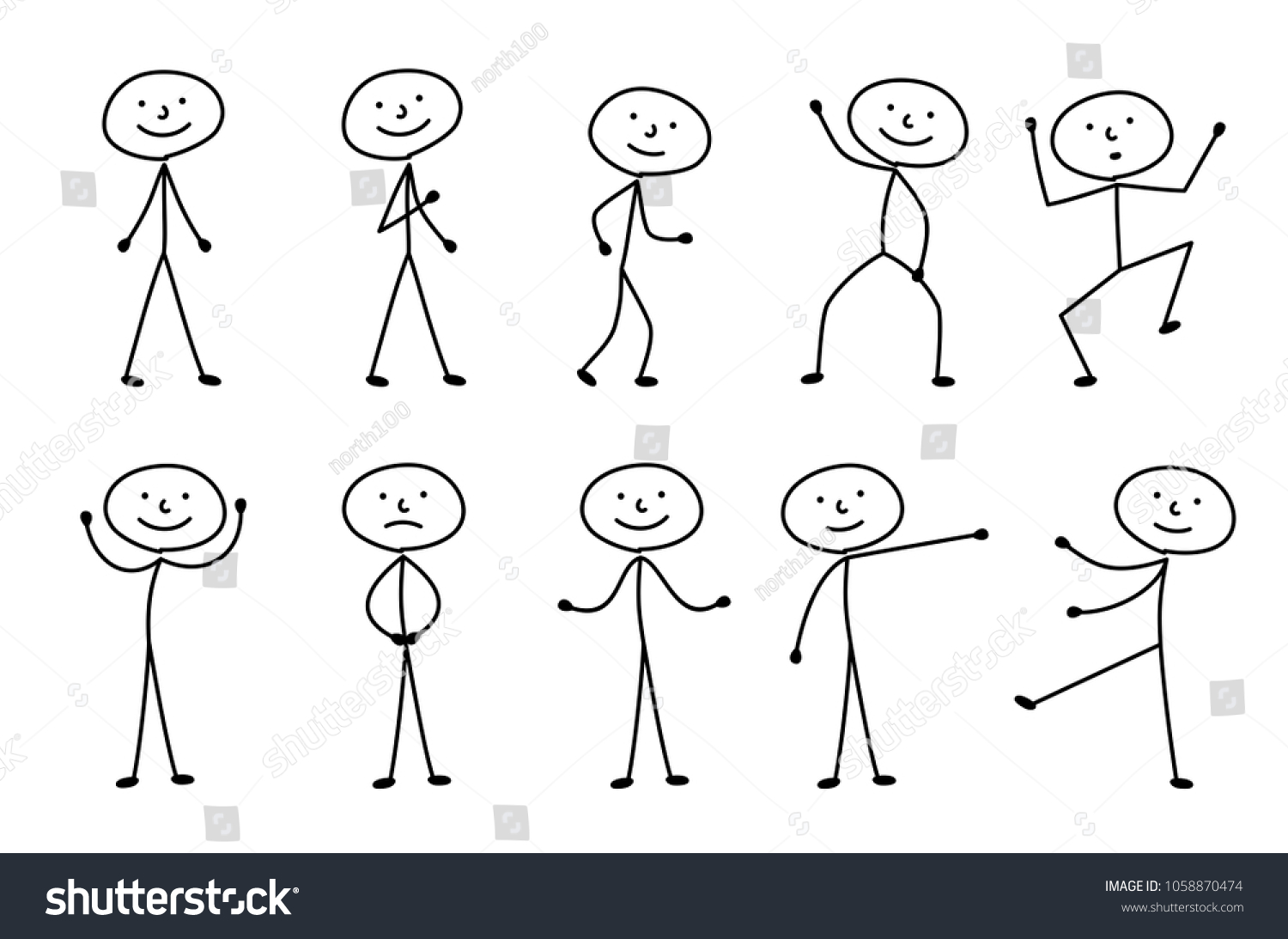 man drawn, different poses, sticks figure people - Royalty Free Stock ...