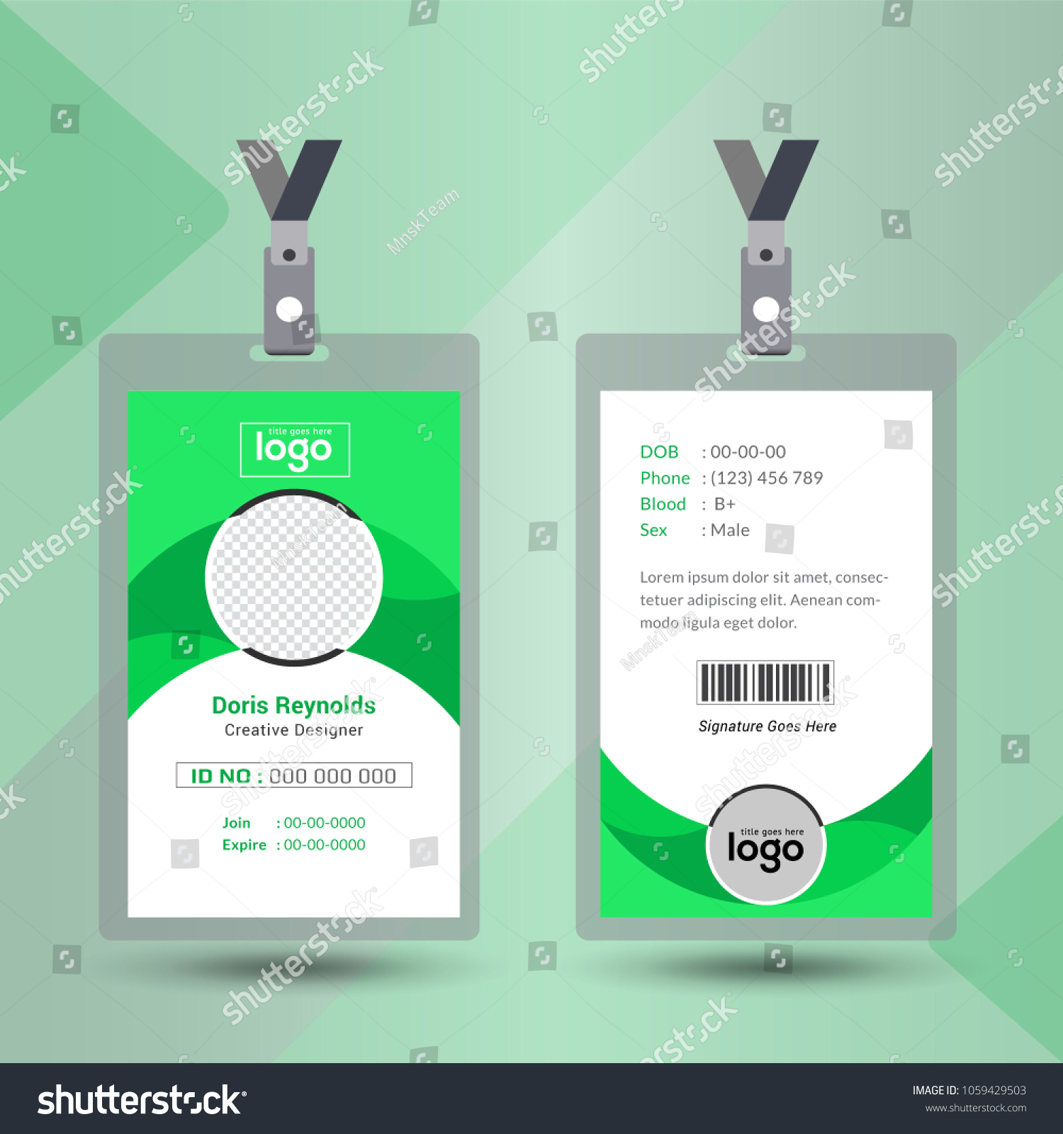 User id card realistic set with male and female - Royalty Free Stock ...