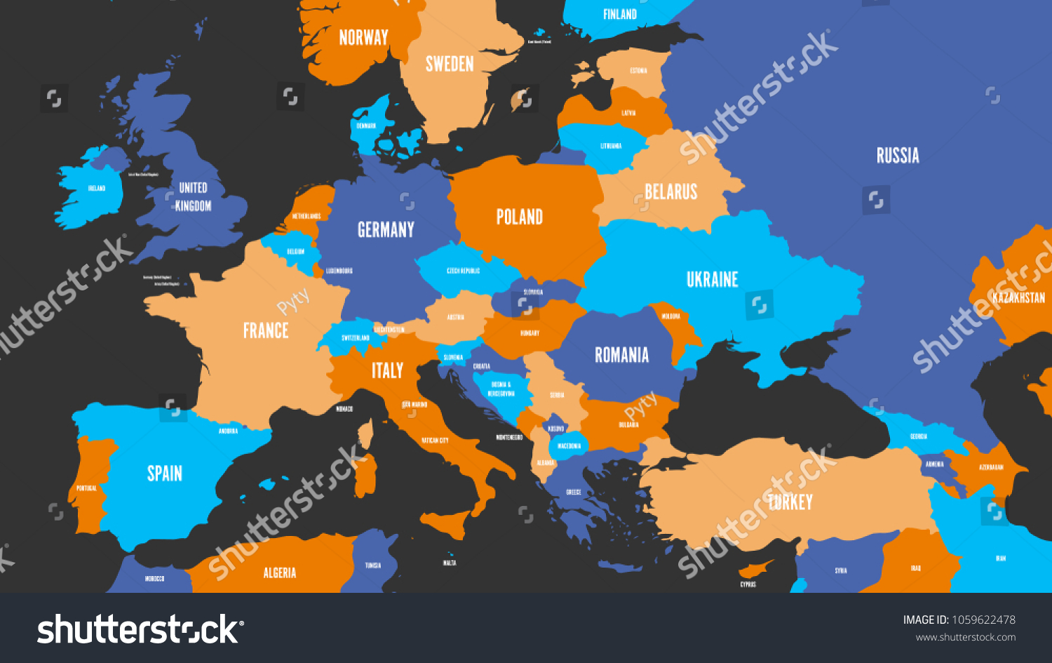 Political Map Of Europe Continent In Four Colors - Royalty Free Stock ...