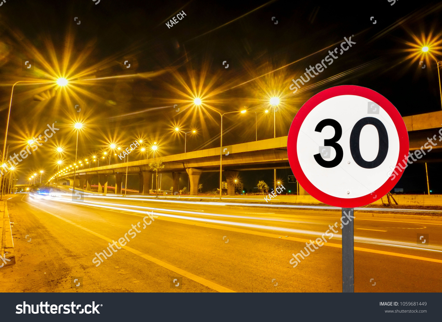 Speed Limits 30 kilometers per hour on a white background. #1059681449
