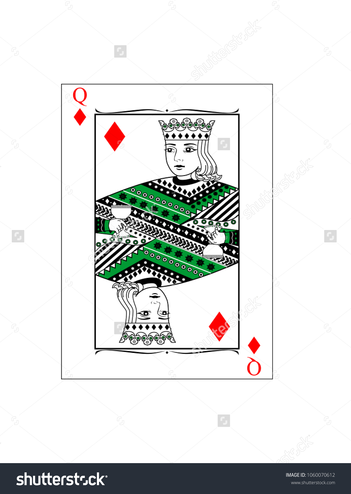 The beautiful card of the queen of diamonds in - Royalty Free Stock ...