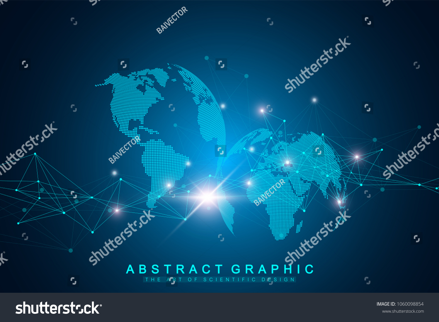 Geometric abstract background with connected line and dots. Graphic background for your design. Vector illustration #1060098854