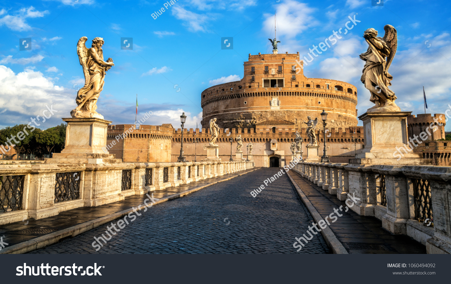 Castel Sant Angelo or Mausoleum of Hadrian in Rome Italy, built in ancient Rome, it is now the famous tourist attraction of Italy. Castel Sant Angelo was once the tallest building of Rome. #1060494092
