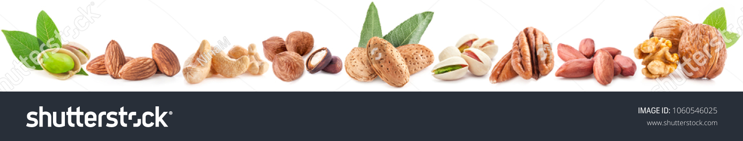 Collection of nuts isolated on white background #1060546025