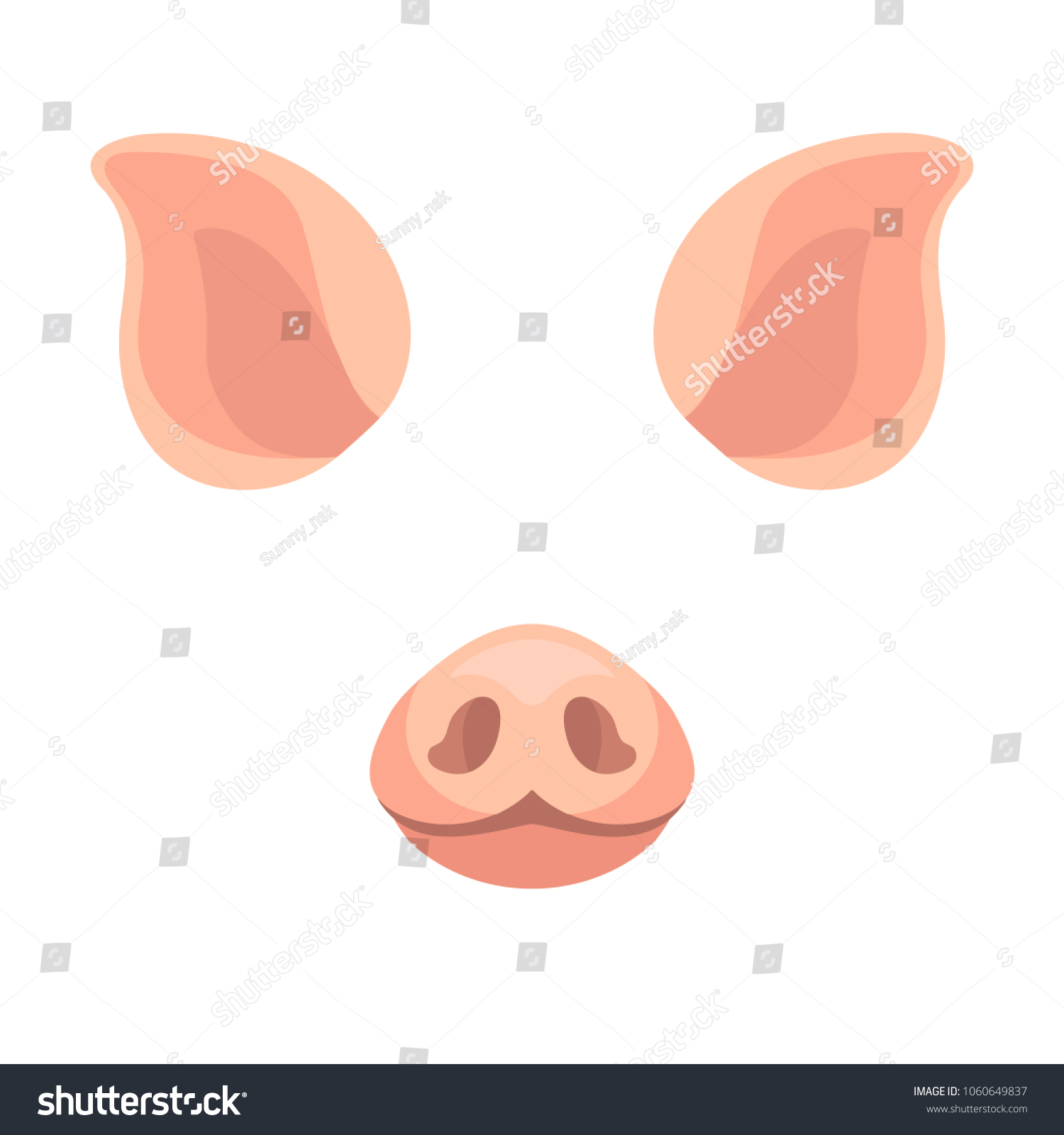 Vector pig nose and ears funny template for - Royalty Free Stock Vector ...