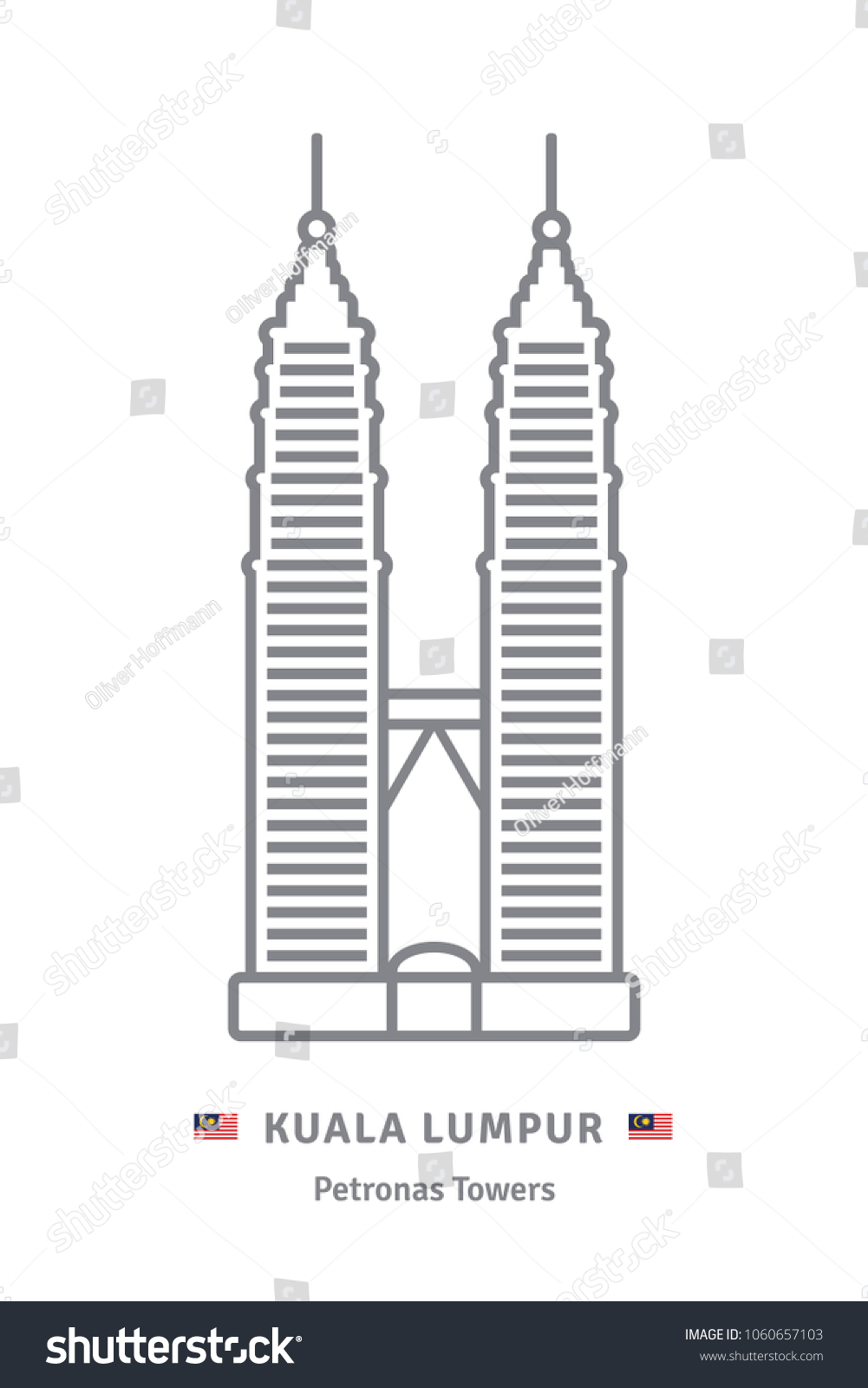 Malaysia line icon. Petronas Towers at Kuala - Royalty Free Stock ...