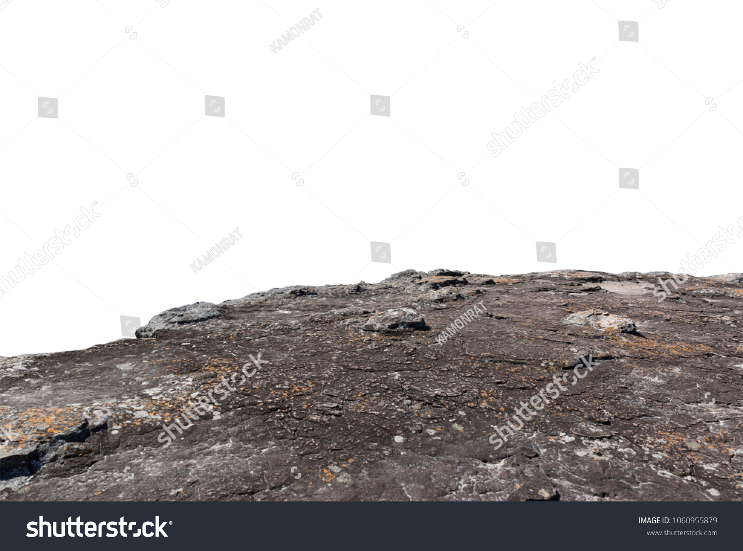 Cliff stone located part of the mountain rock isolated on white background. #1060955879