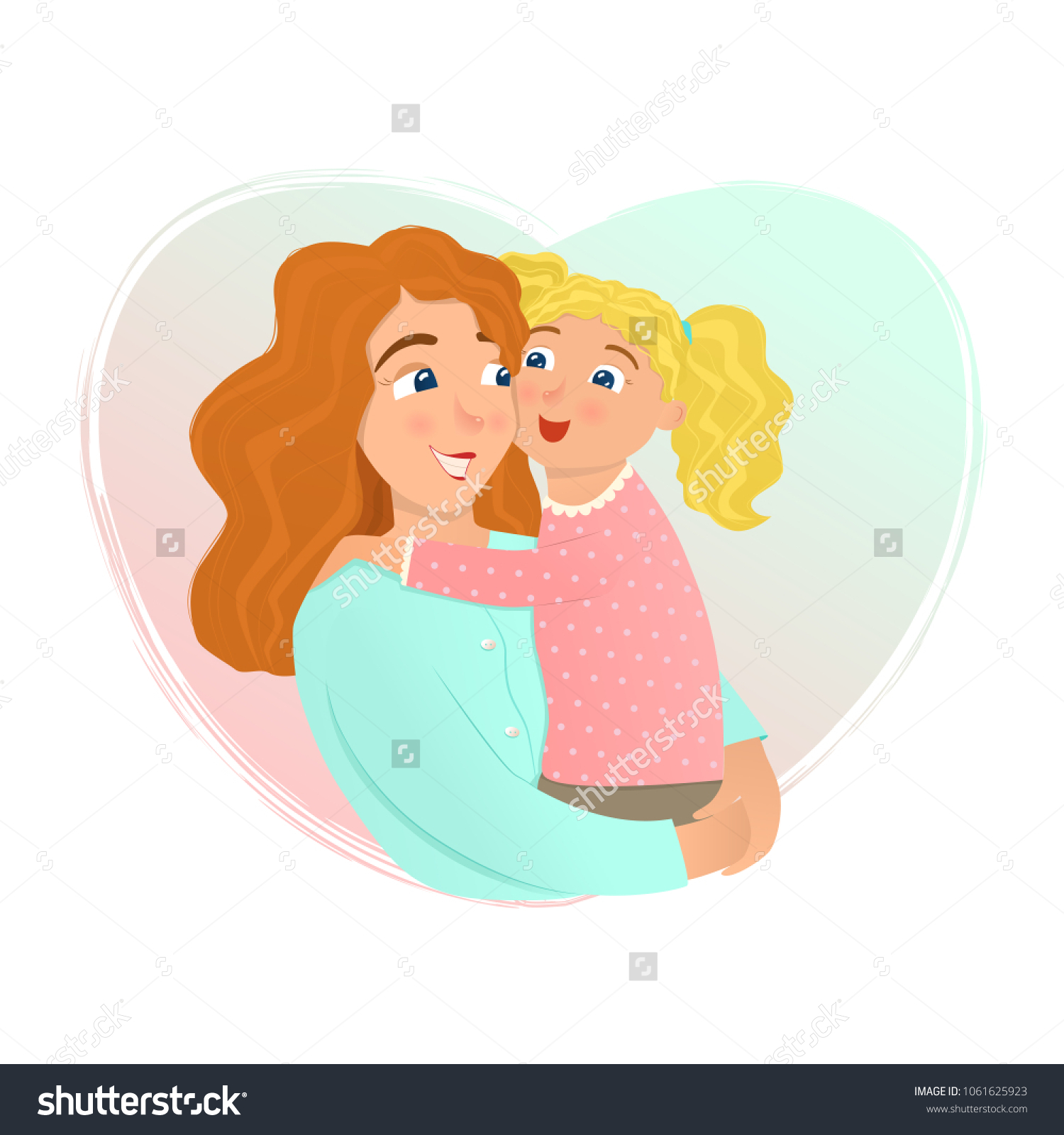 Mother And Daughter Hugging Vector Illustration Royalty Free Stock Vector 1061625923 9469