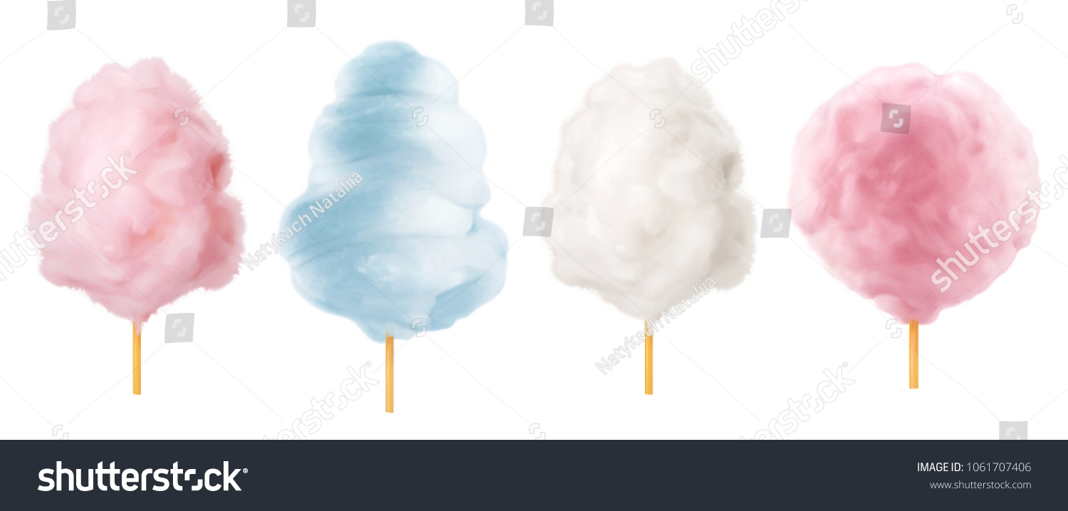 Cotton candy. Sugar clouds 3d vector icon set #1061707406