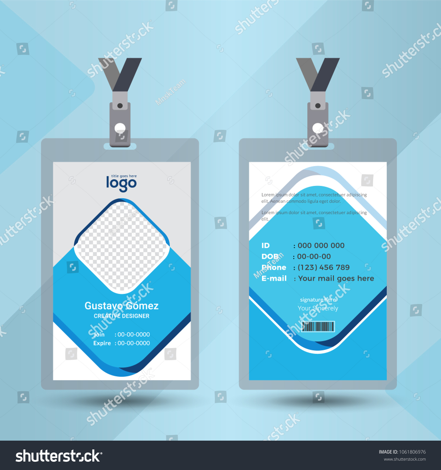 Staff Identification or Id Card Design - Royalty Free Stock Vector ...