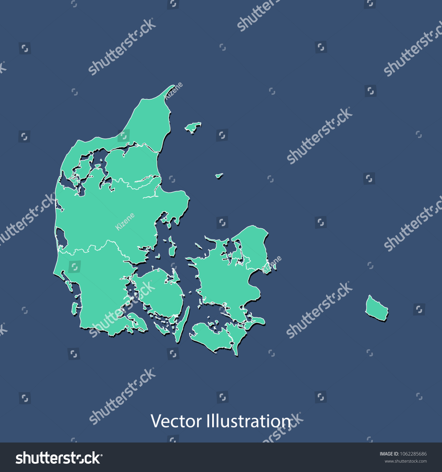 Denmark Map High Detailed Color Map Of Denmark Royalty Free Stock Vector 1062285686 8423