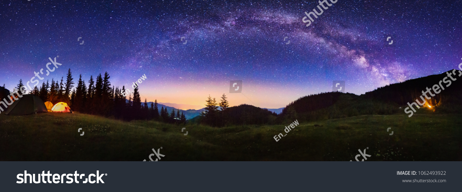 View of the Milkyway Galaxy at the Carpathian National Nature Park #1062493922