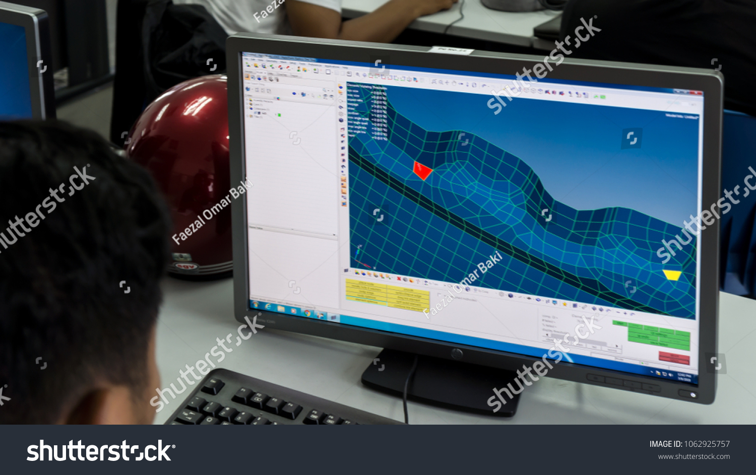 SELANGOR,MALAYSIA-MARCH 8,2018: A college students are designing and doing analysis in CAD software. Working on their project assignment in lab design near Bangi,Selangor. Shot taken on March 8,2018. #1062925757