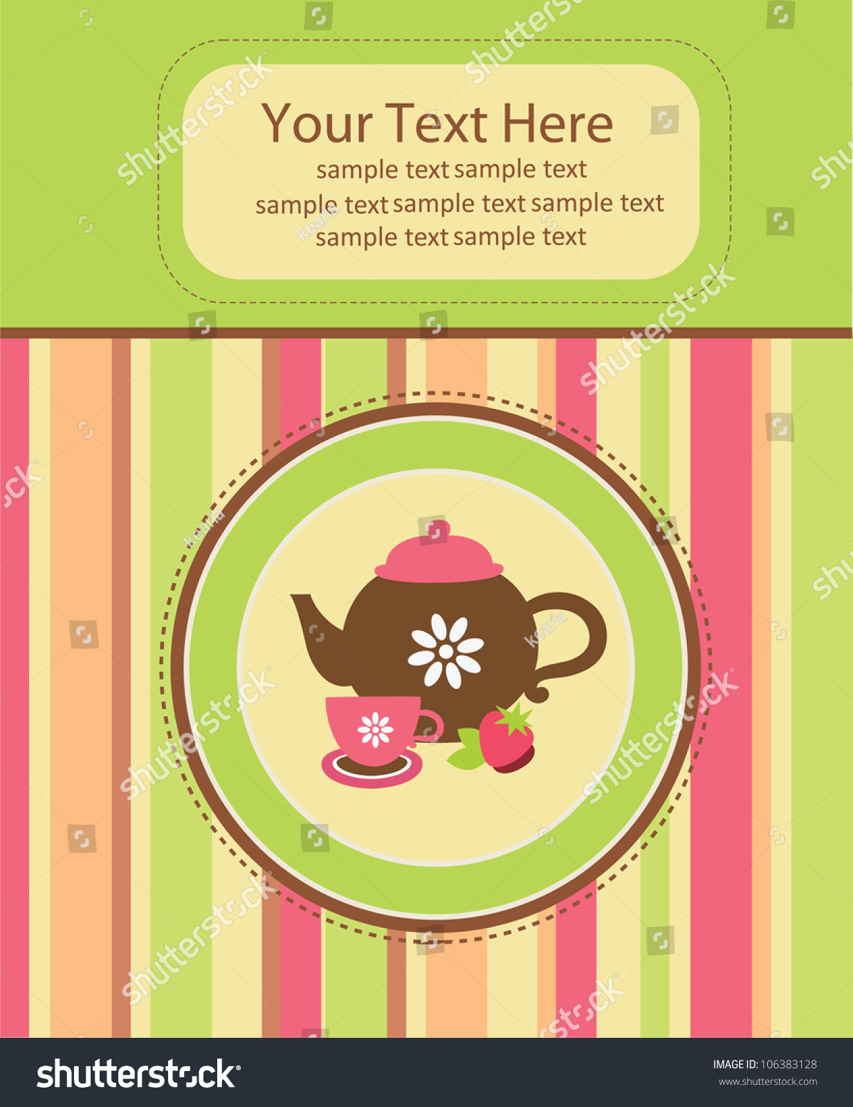 cute tea time card. vector illustration - Royalty Free Stock Vector ...