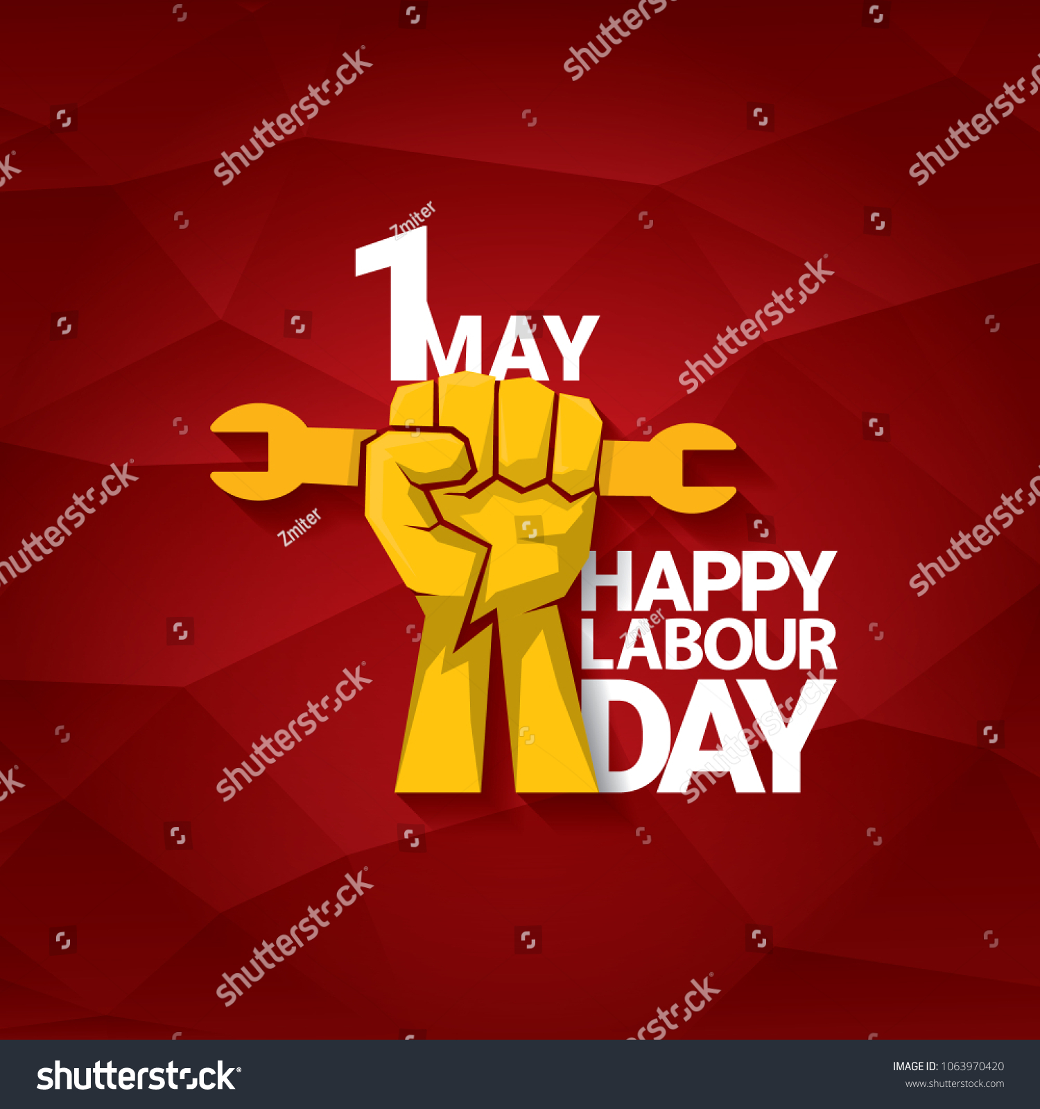 Happy labour day vector label with strong orange - Royalty Free Stock ...