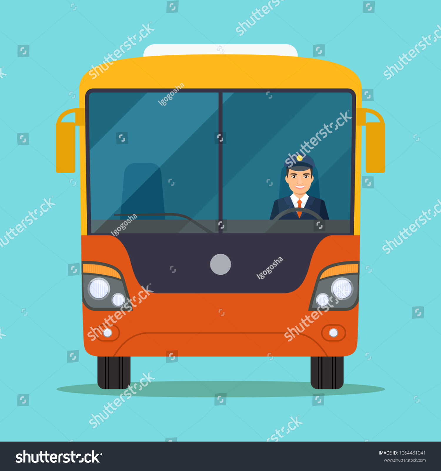 Passenger bus with Smiling driver in Windows. - Royalty Free Stock ...