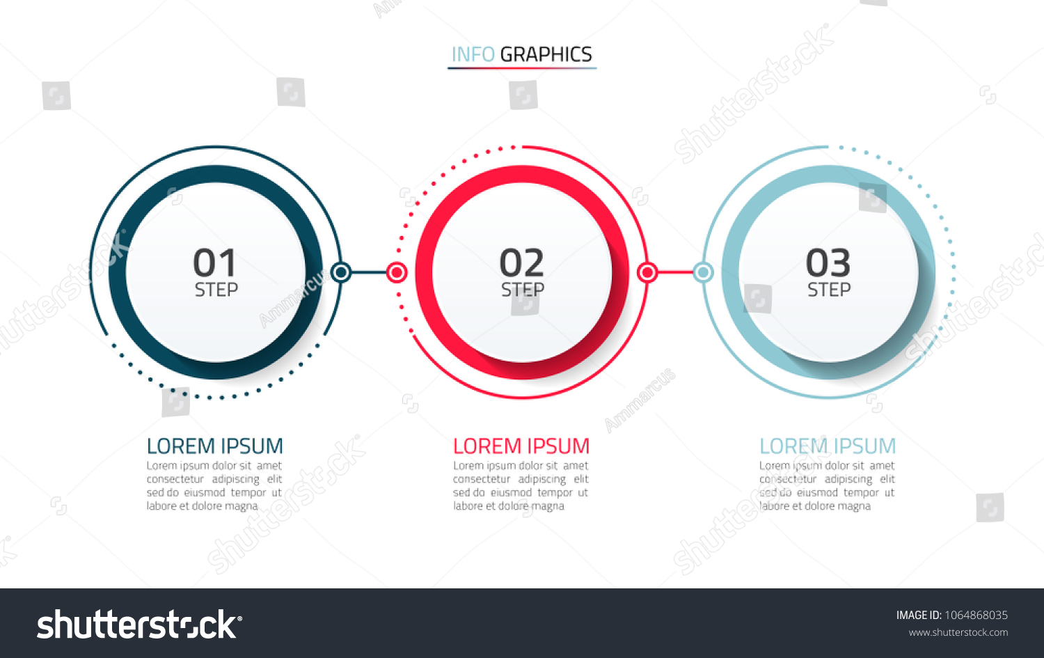 Timeline infographic design element and number options. Business concept with 3 steps. Can be used for workflow layout, diagram, annual report, web design. Vector business template for presentation. #1064868035