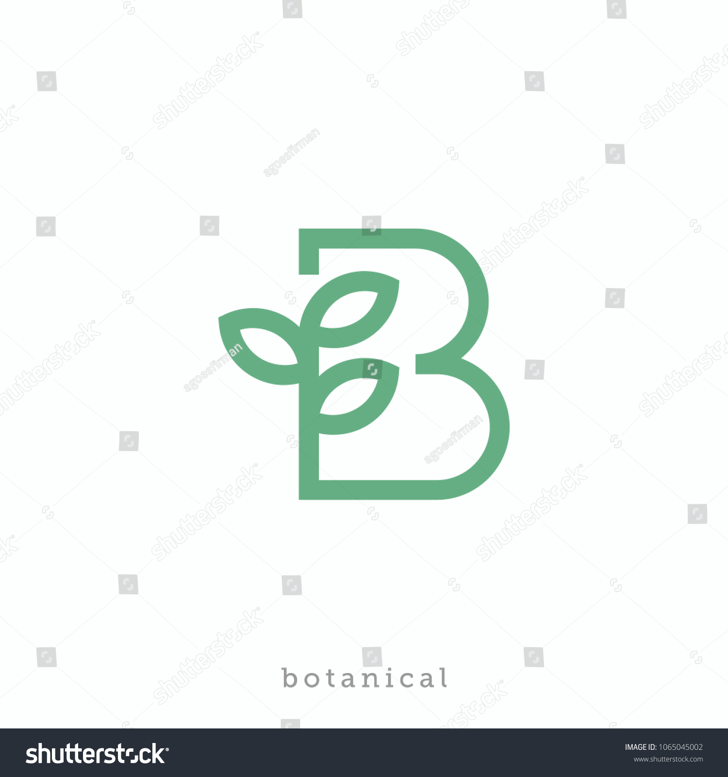 Letter B Botanical Logo - Royalty Free Stock Vector 1065045002 - Avopix.com