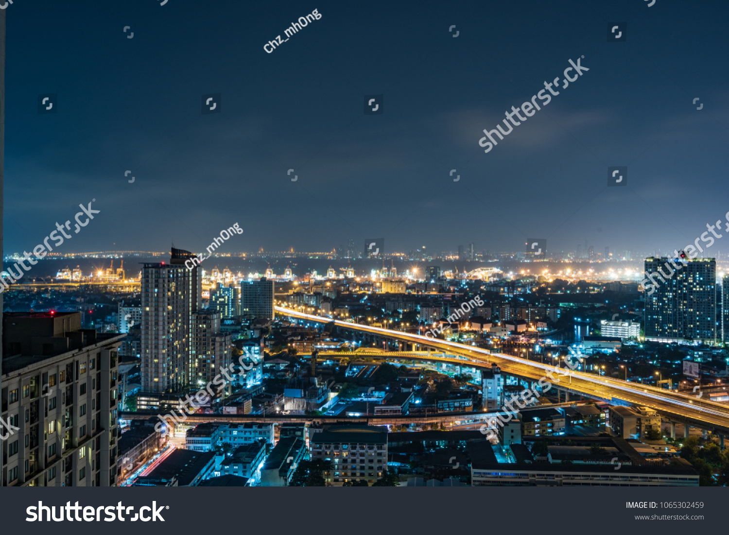 City night view shot. beautiful downtown night light, urban lifestyle #1065302459