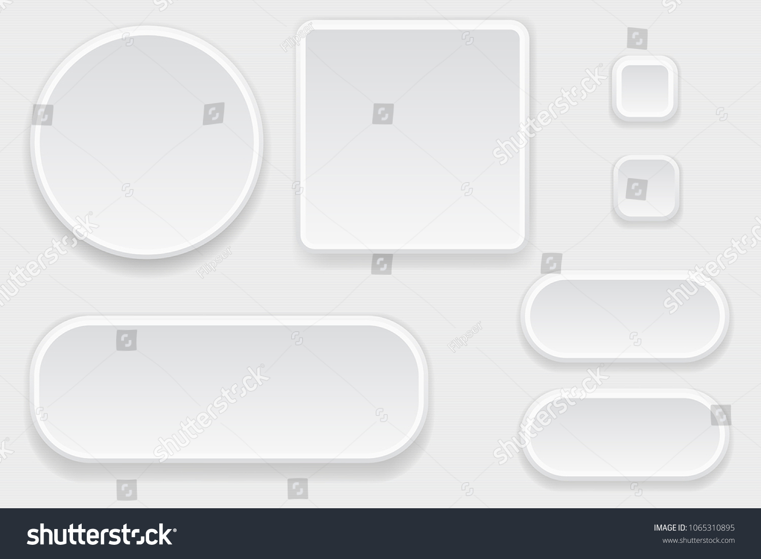 White blank buttons. Set of interface elements. Vector 3d illustration #1065310895