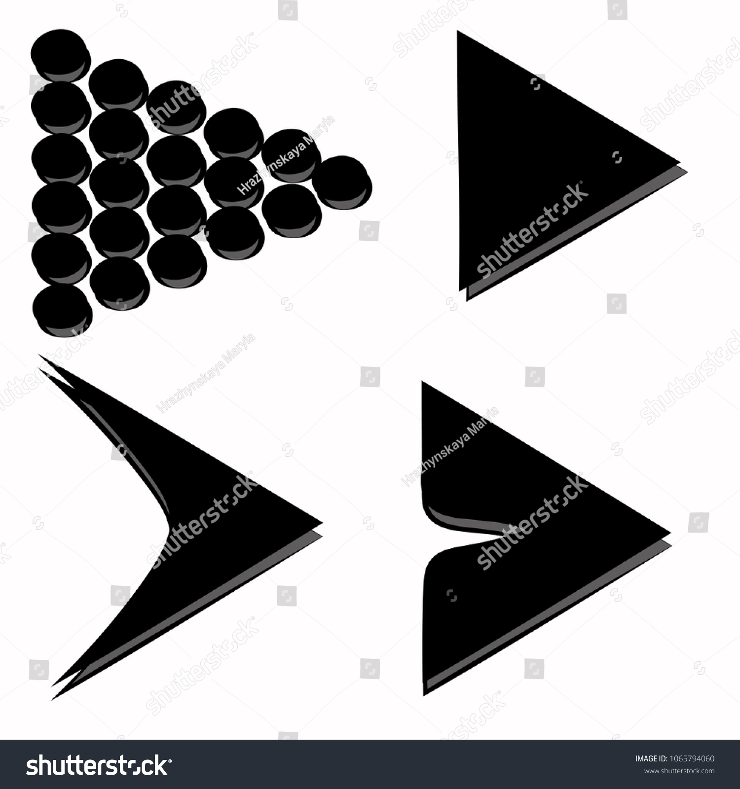 icons geometric arrows triangles black and gray #1065794060