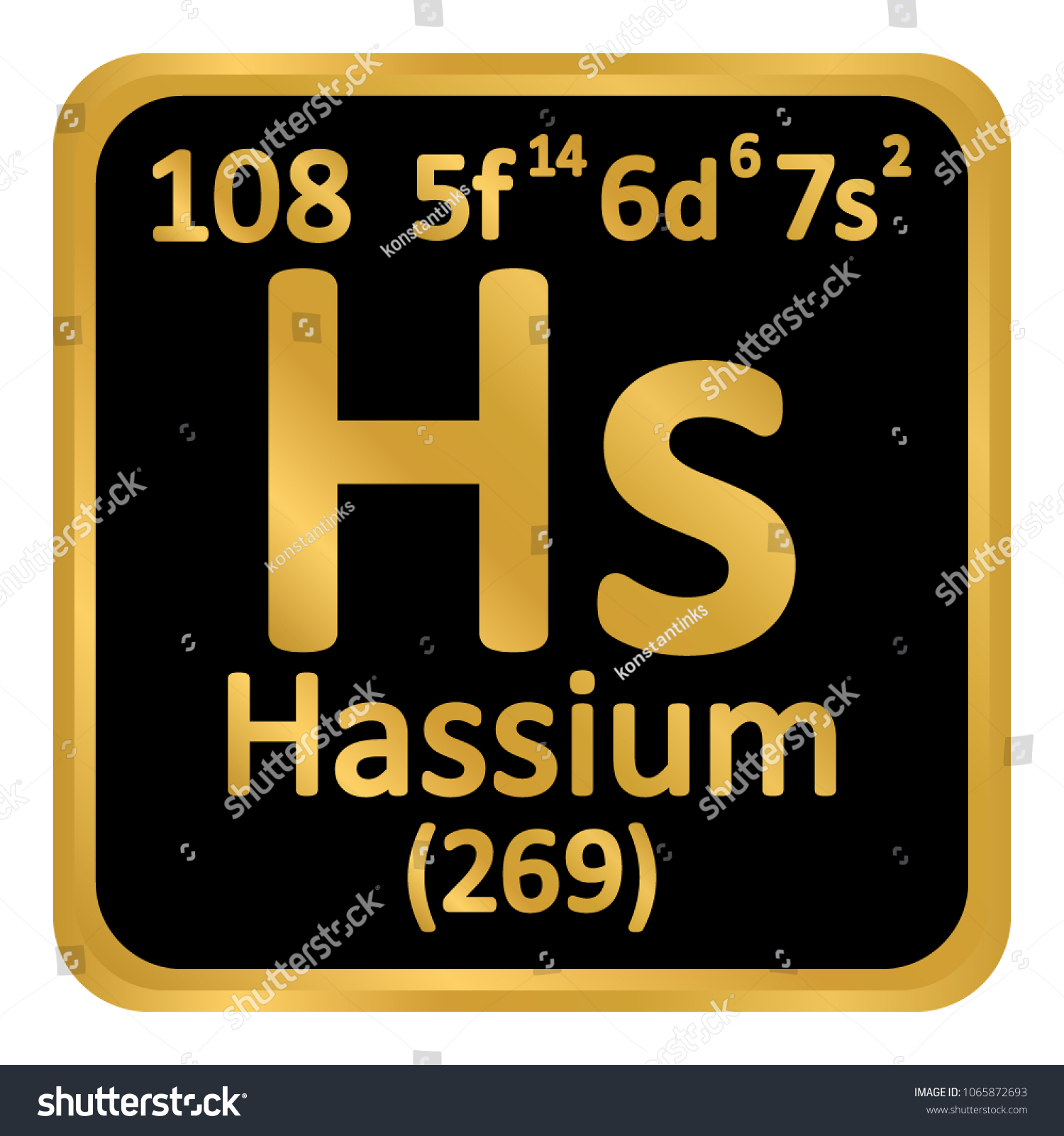 Periodic Table Element Hassium Icon On White Royalty Free Stock Vector 1065872693 3579