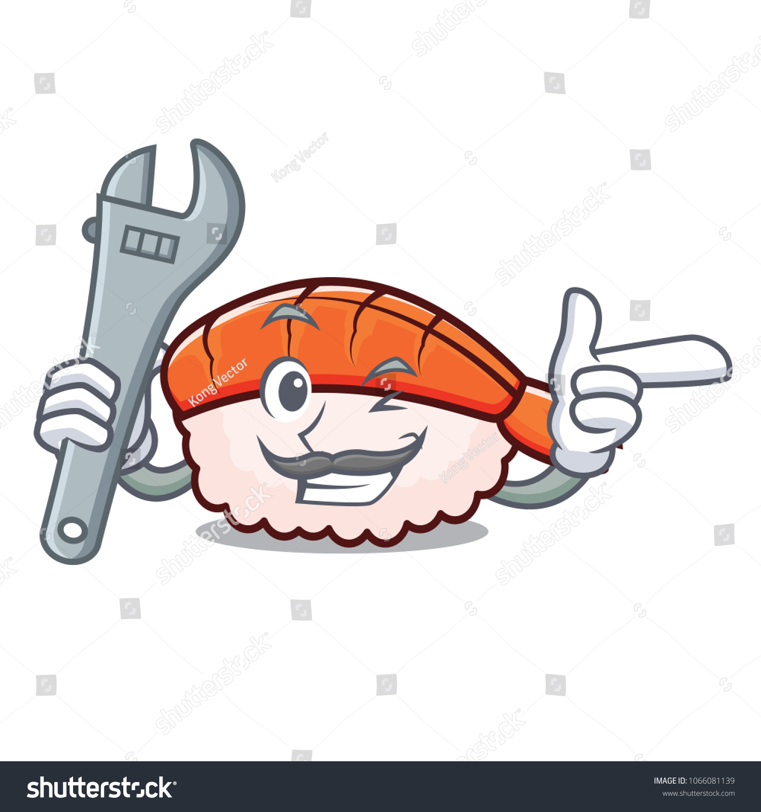 Mechanic ebi sushi mascot cartoon - Royalty Free Stock Vector ...