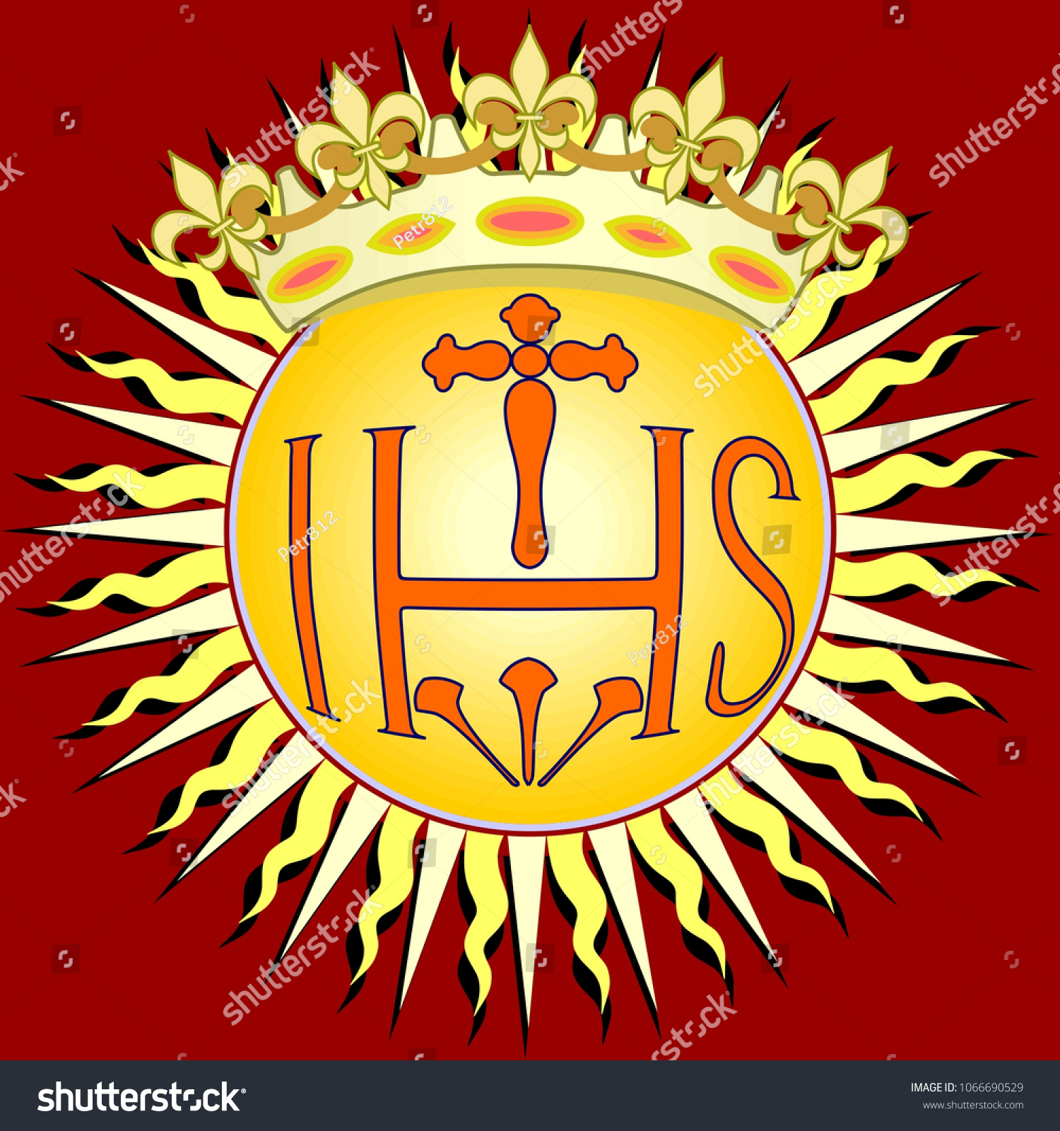 Christogram Ihs In A Golden Ball Surrounded By Royalty Free Stock