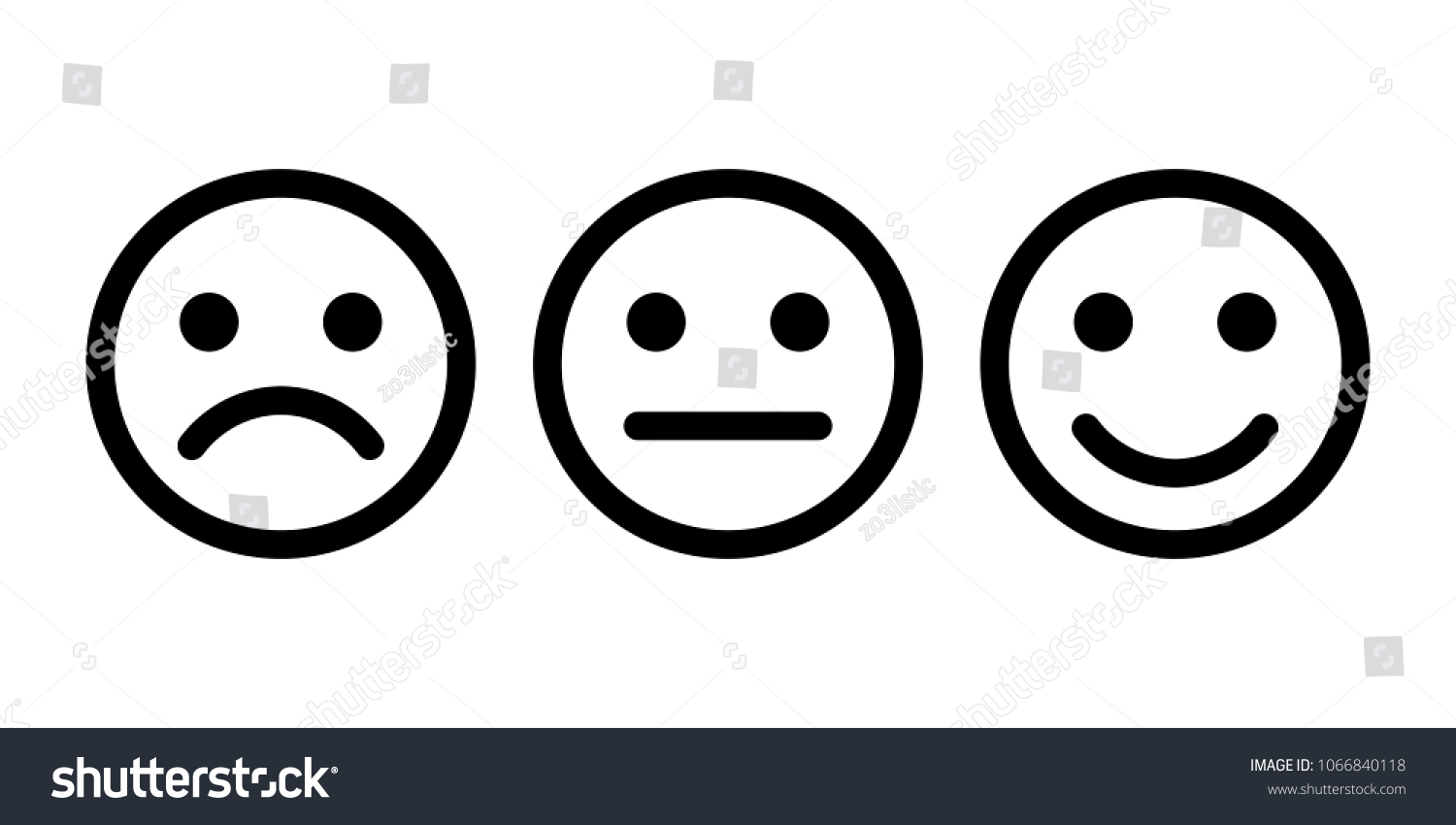 Smiley emoticons icon positive, neutral and negative . Smile Icon in trendy flat style isolated on white background. #1066840118