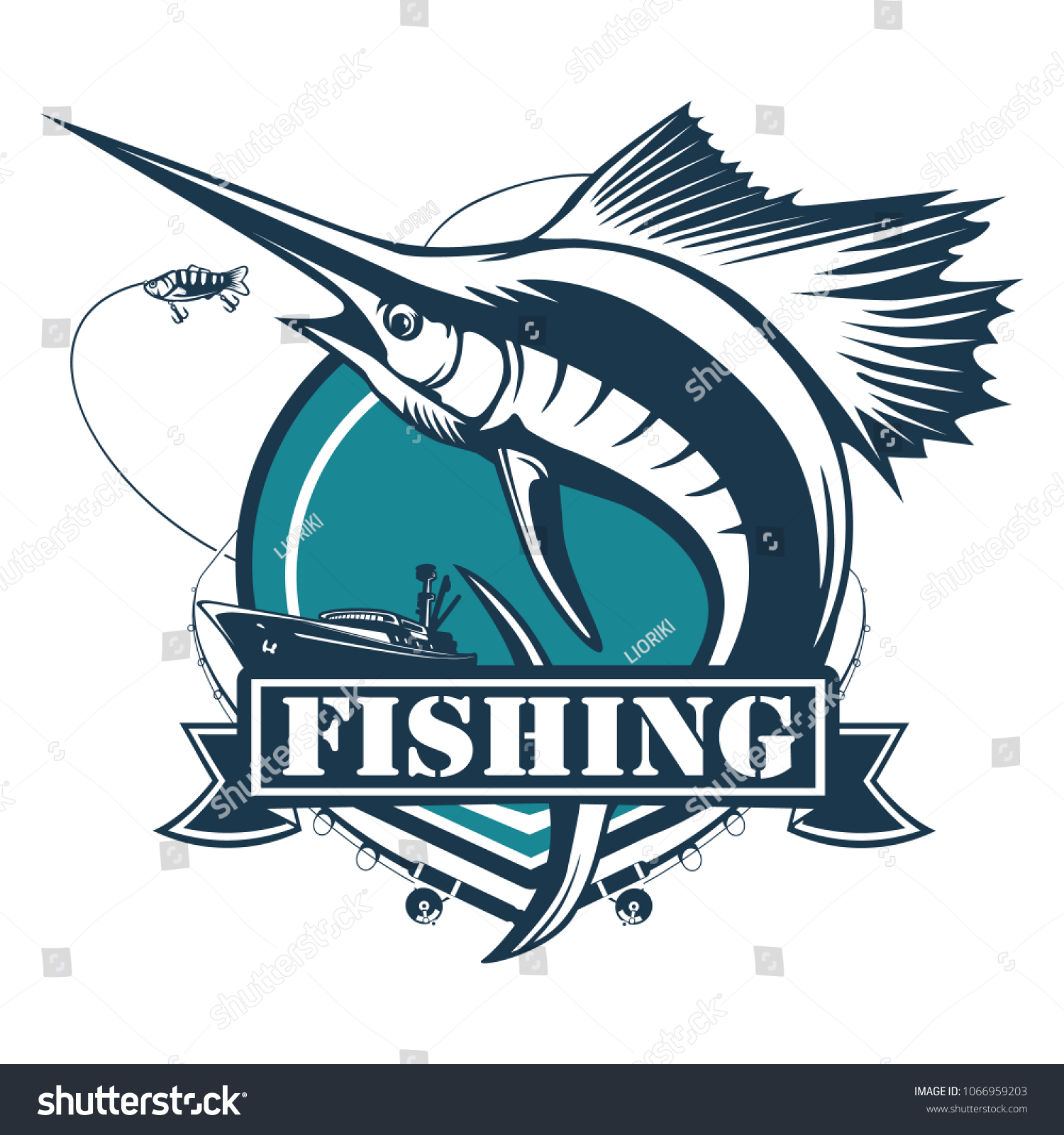 Marlin fish logo.Sword fish fishing emblem for - Royalty Free Stock ...