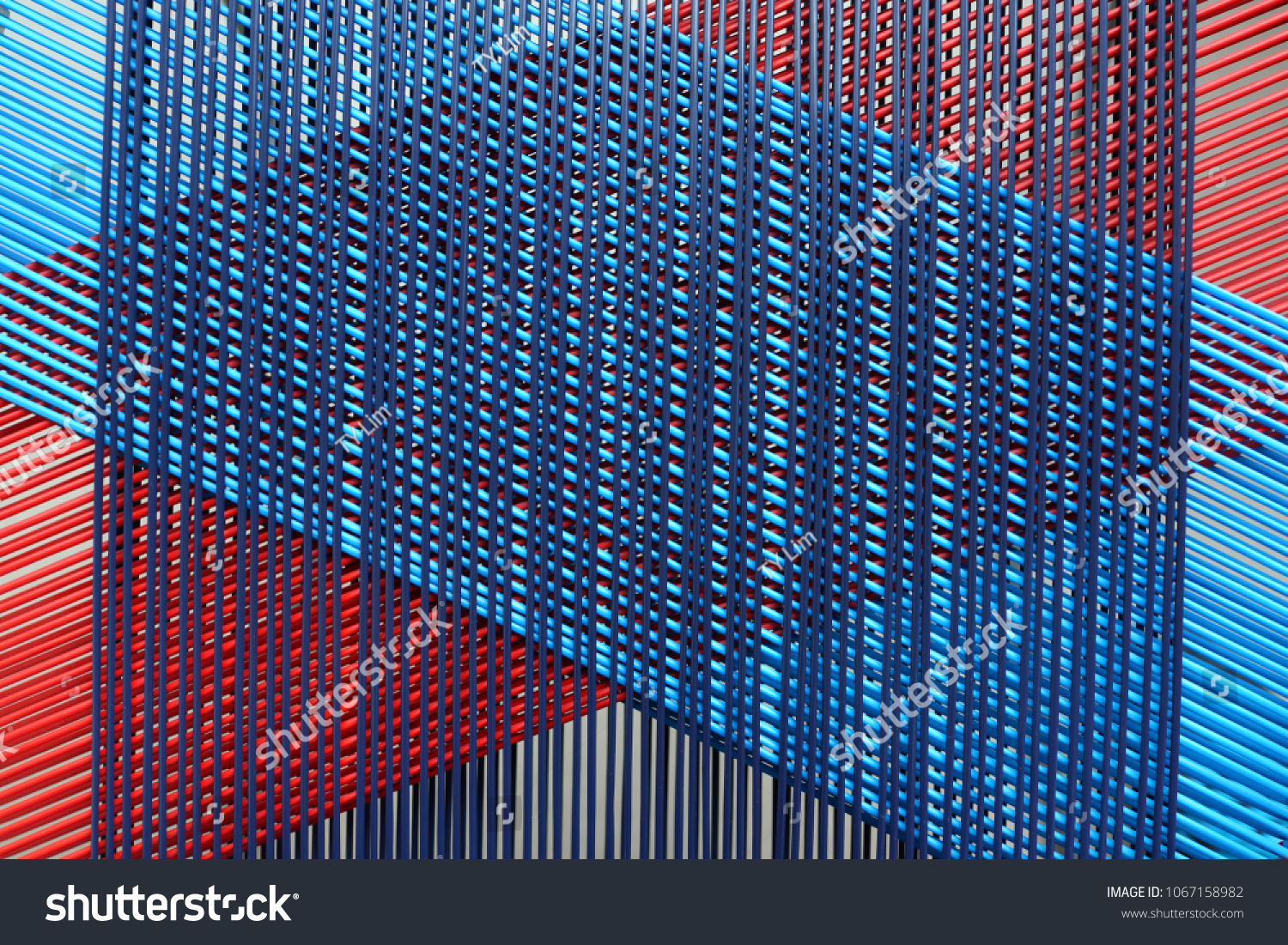 Geometric lines, made of colourful elastic string, abstract background #1067158982