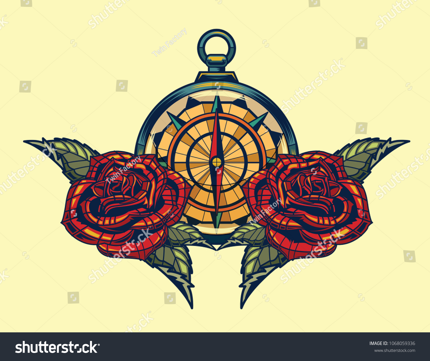 Vintage Compass Rose Royalty Free Stock Vector 1068059336 9957