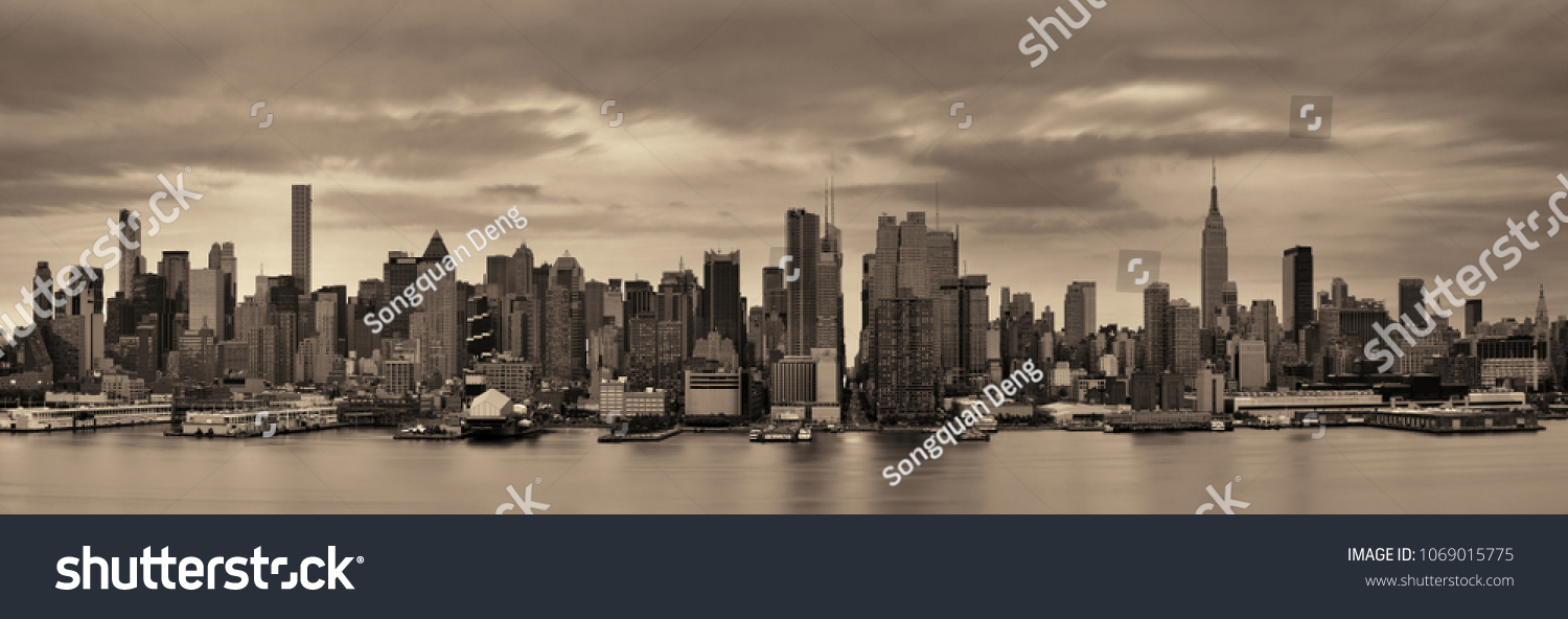 Manhattan midtown skyscrapers and New York City skyline  #1069015775