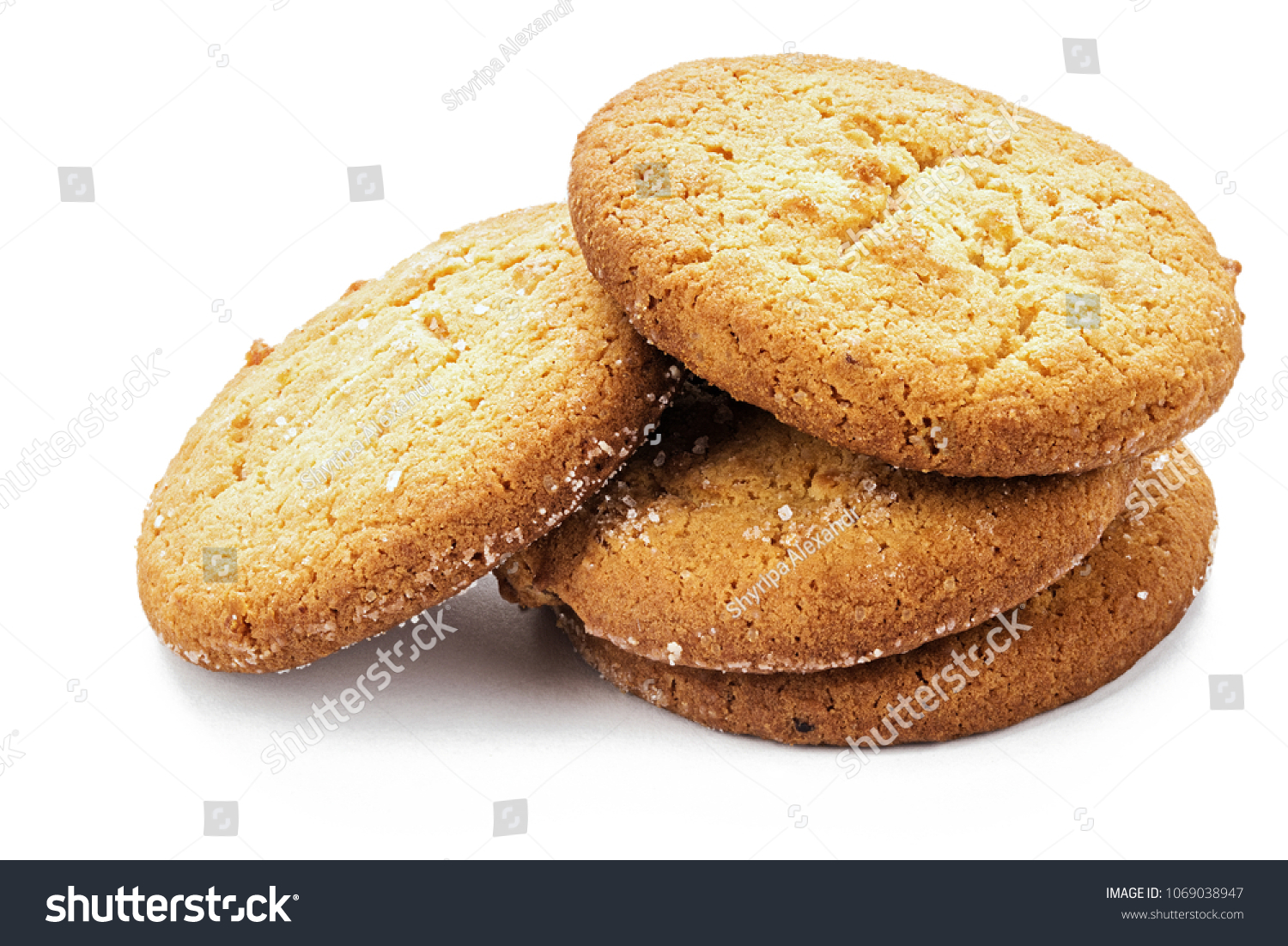 homemade shortbread cookie on white background, isolated, place for text
 #1069038947