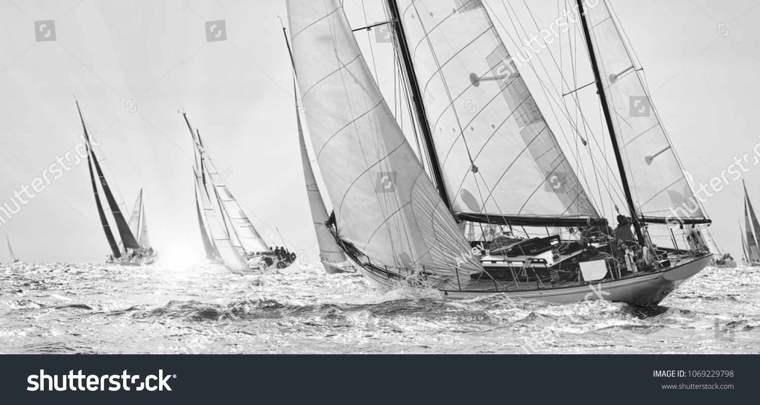 Sailing yachts classic regatta. Yachting. Sailing. Race #1069229798