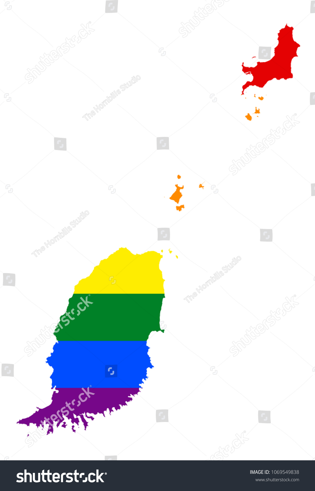 Lgbt Flag Map Of Grenada Vector Rainbow Map Of Royalty Free Stock Vector 1069549838
