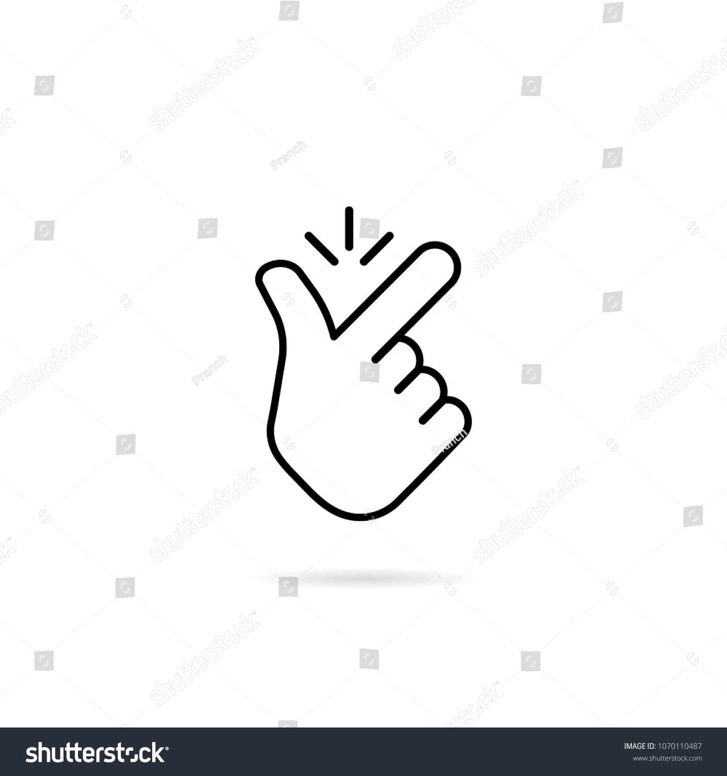 thin line snap finger like easy logo. concept of female or male make flicking fingers and popular gesturing. linear abstract trend simple okey logotype graphic design isolated on white background #1070110487