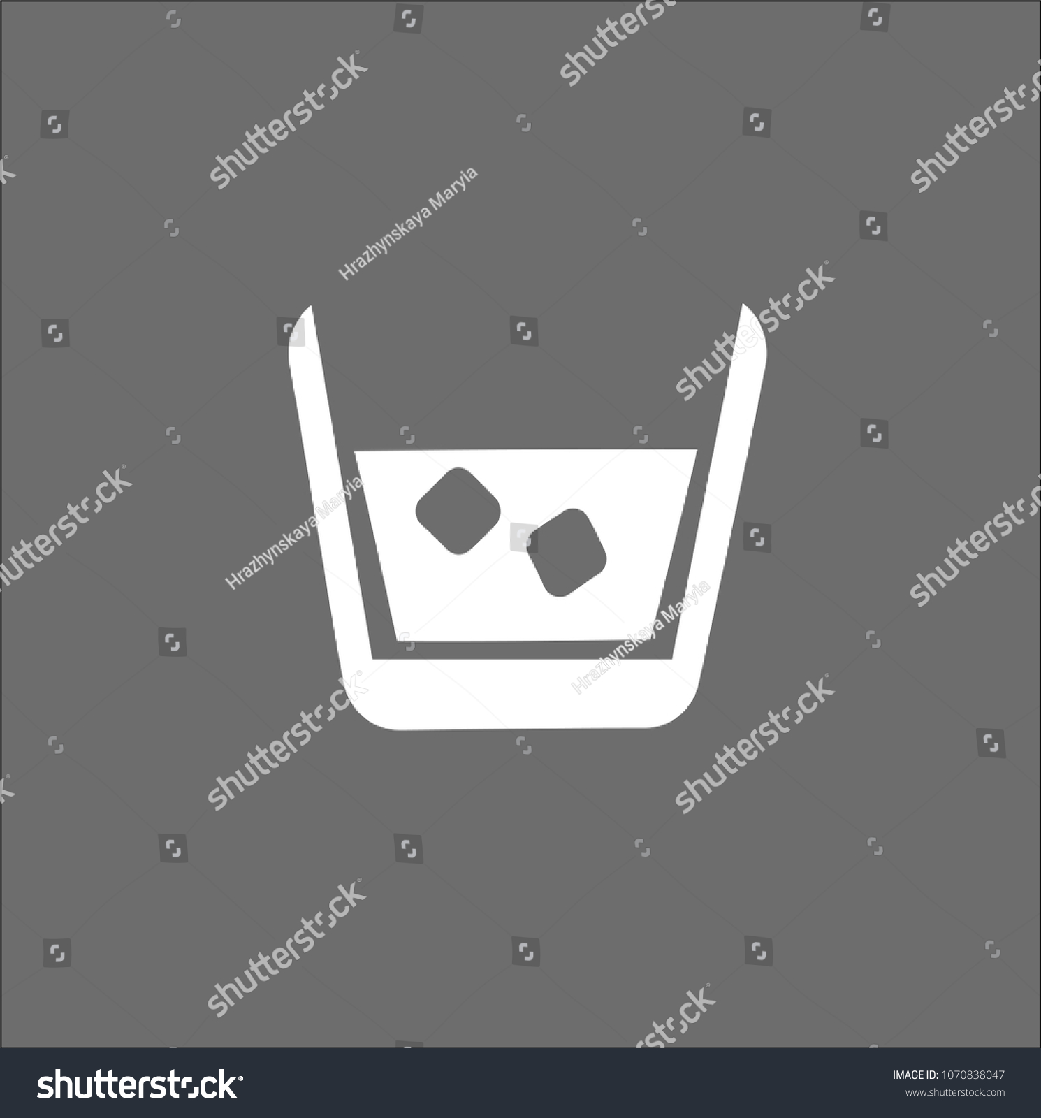 icon on a gray background white whiskey with ice #1070838047