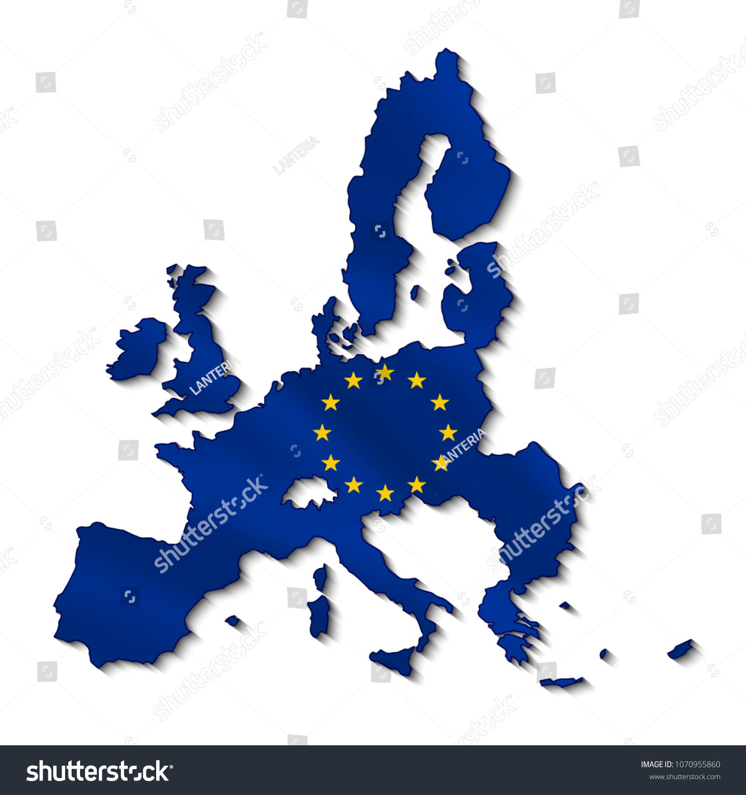 Map of european union in 3d. - Royalty Free Stock Vector 1070955860 ...