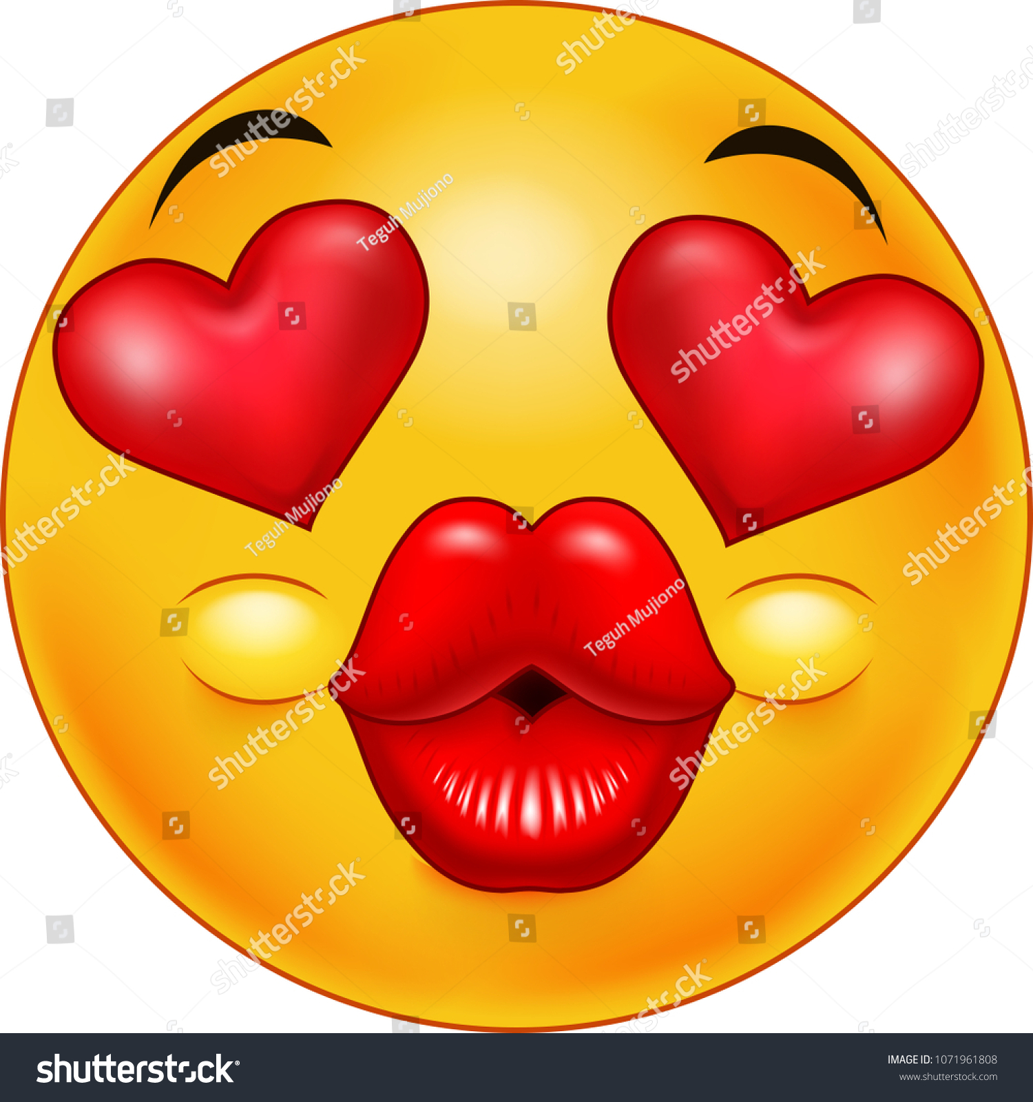 Cute kissing emoticon with hearts of eyes as an - Royalty Free Stock ...