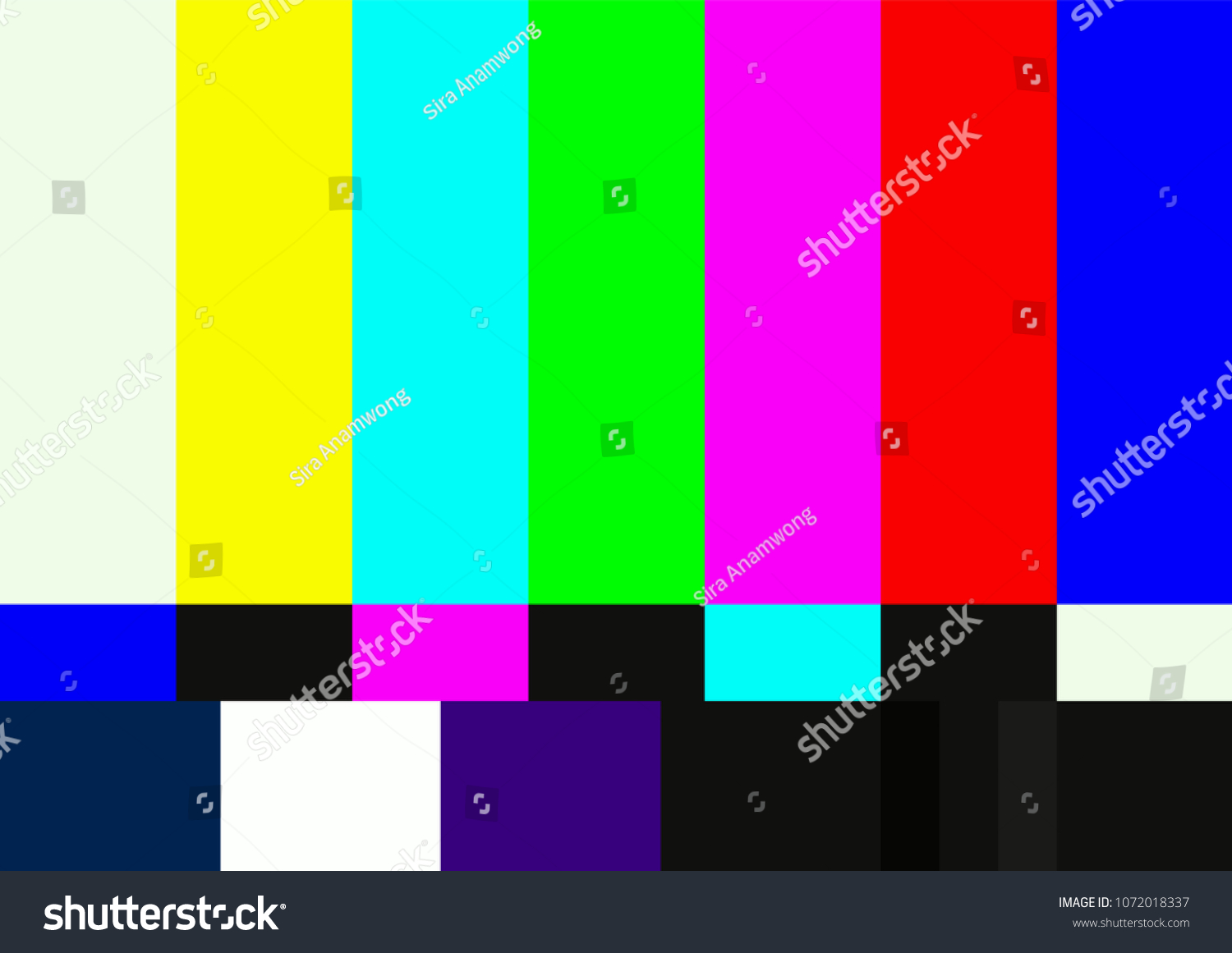 Television color test pattern. SMPTE color bars vector illustration. #1072018337