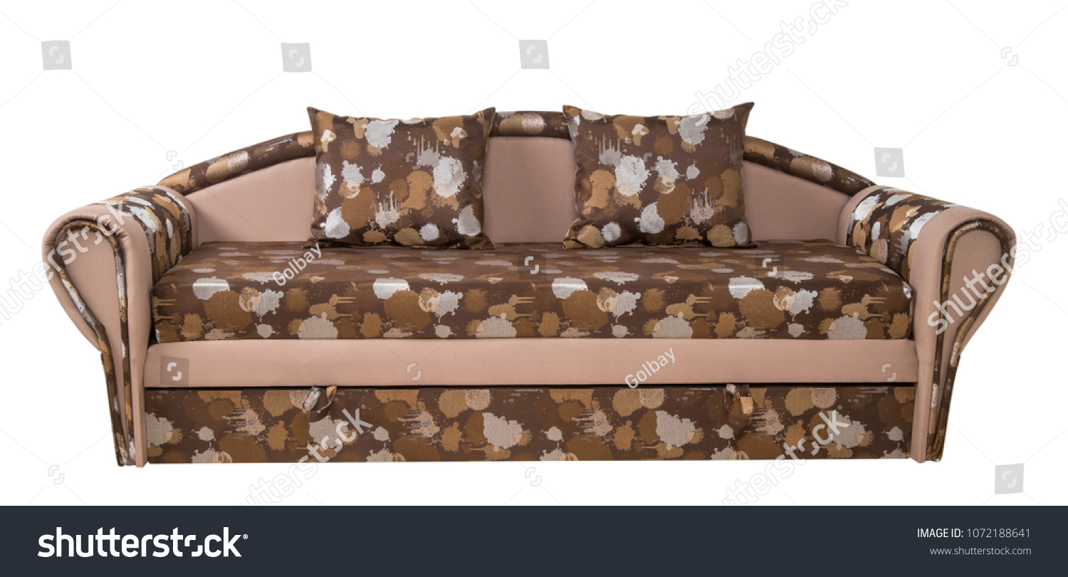 Brown sofa isolated on a white background. Brown sofa isolated on white include clipping path.                                #1072188641